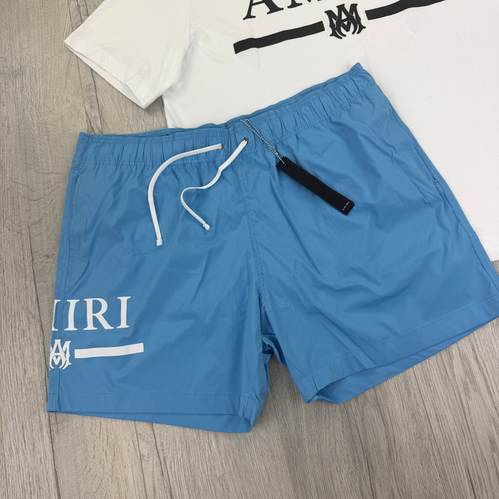 Amiri Men’s White T-shirt & Swim Shorts Set - XL