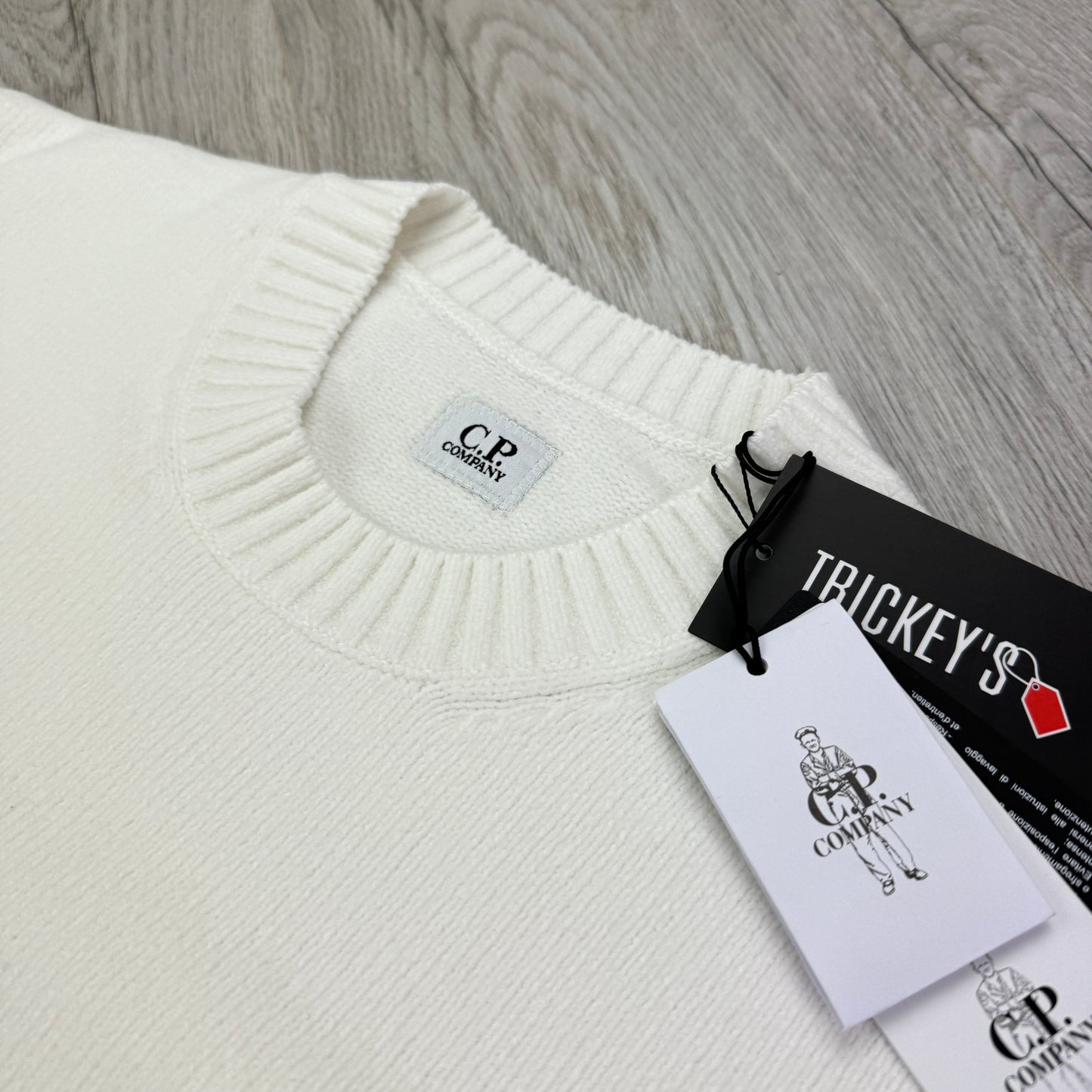 Cp Company Men’s White Knitwear Crewneck Jumper