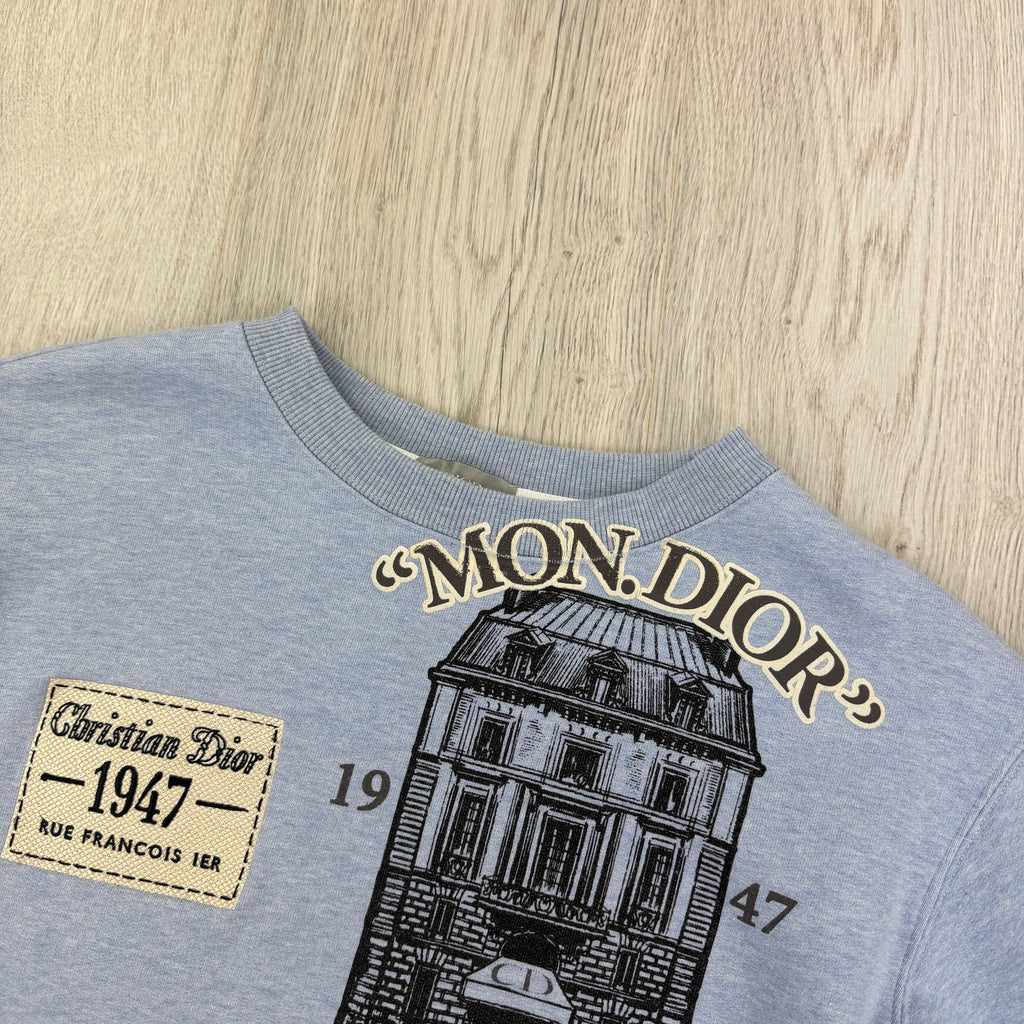 Christian Dior Men’s Baby Blue Crewneck Jumper - Small
