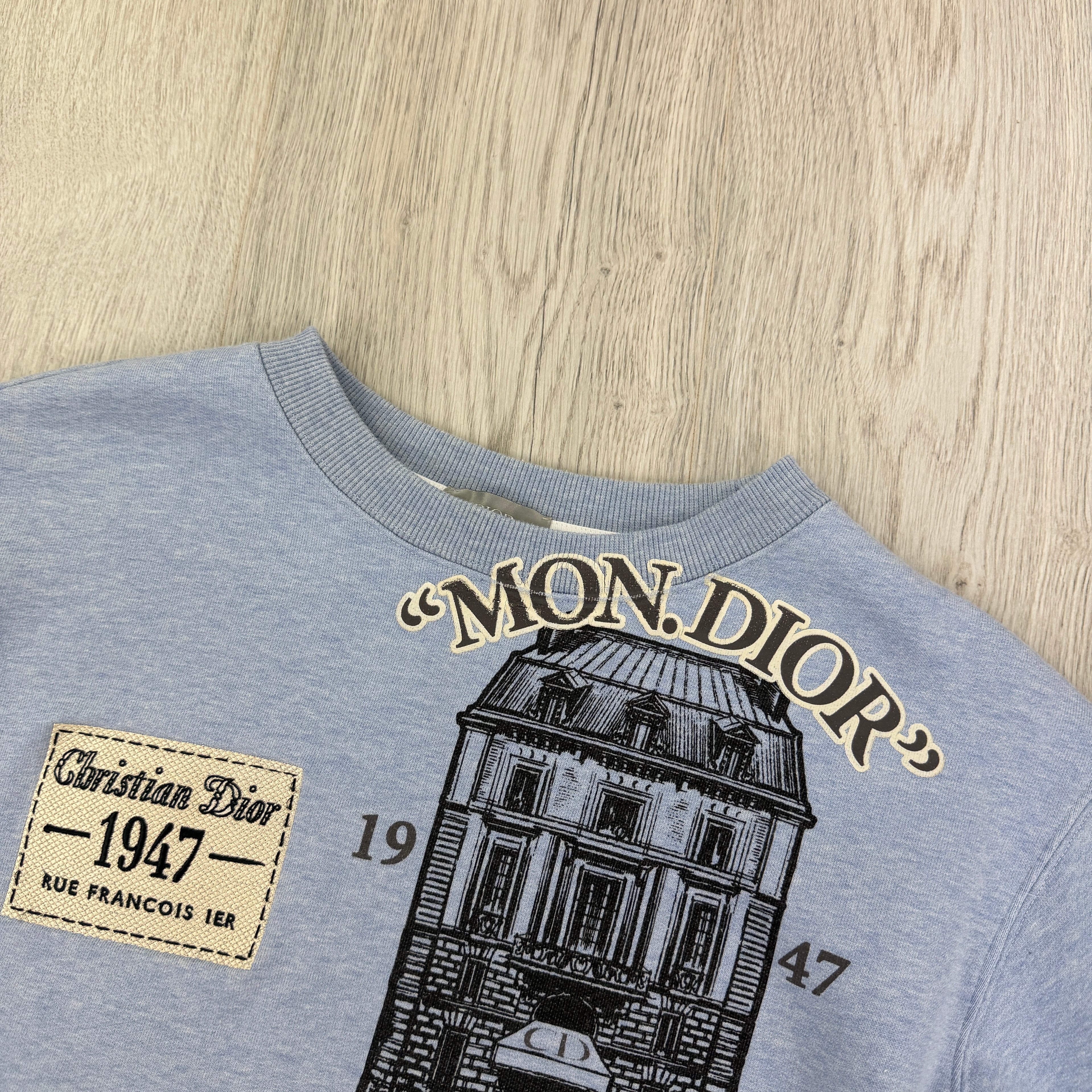 Christian Dior Men’s Baby Blue Crewneck Jumper - Small