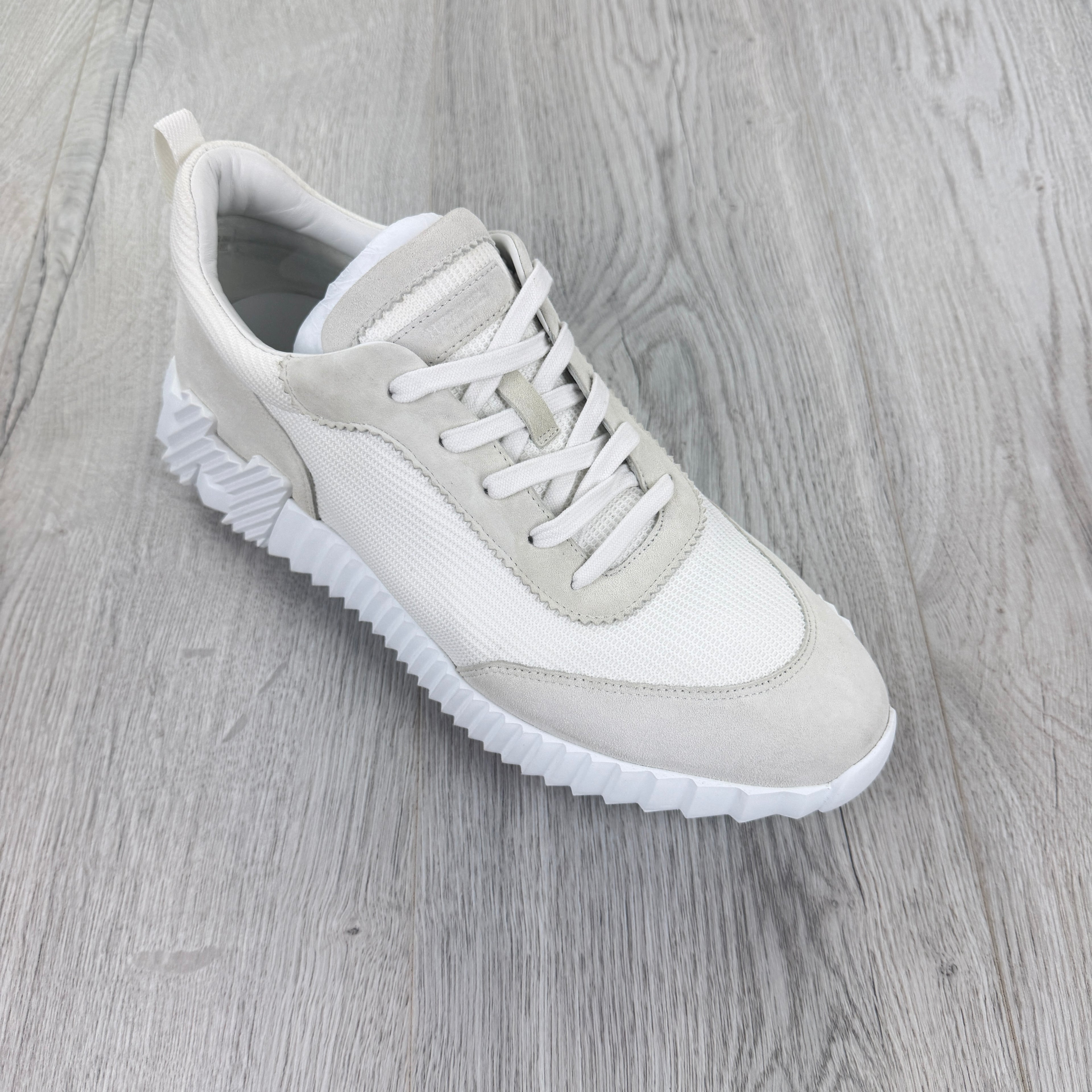 Hermes Men’s All White Bouncing Sneakers - 44 (Fit Uk 10)