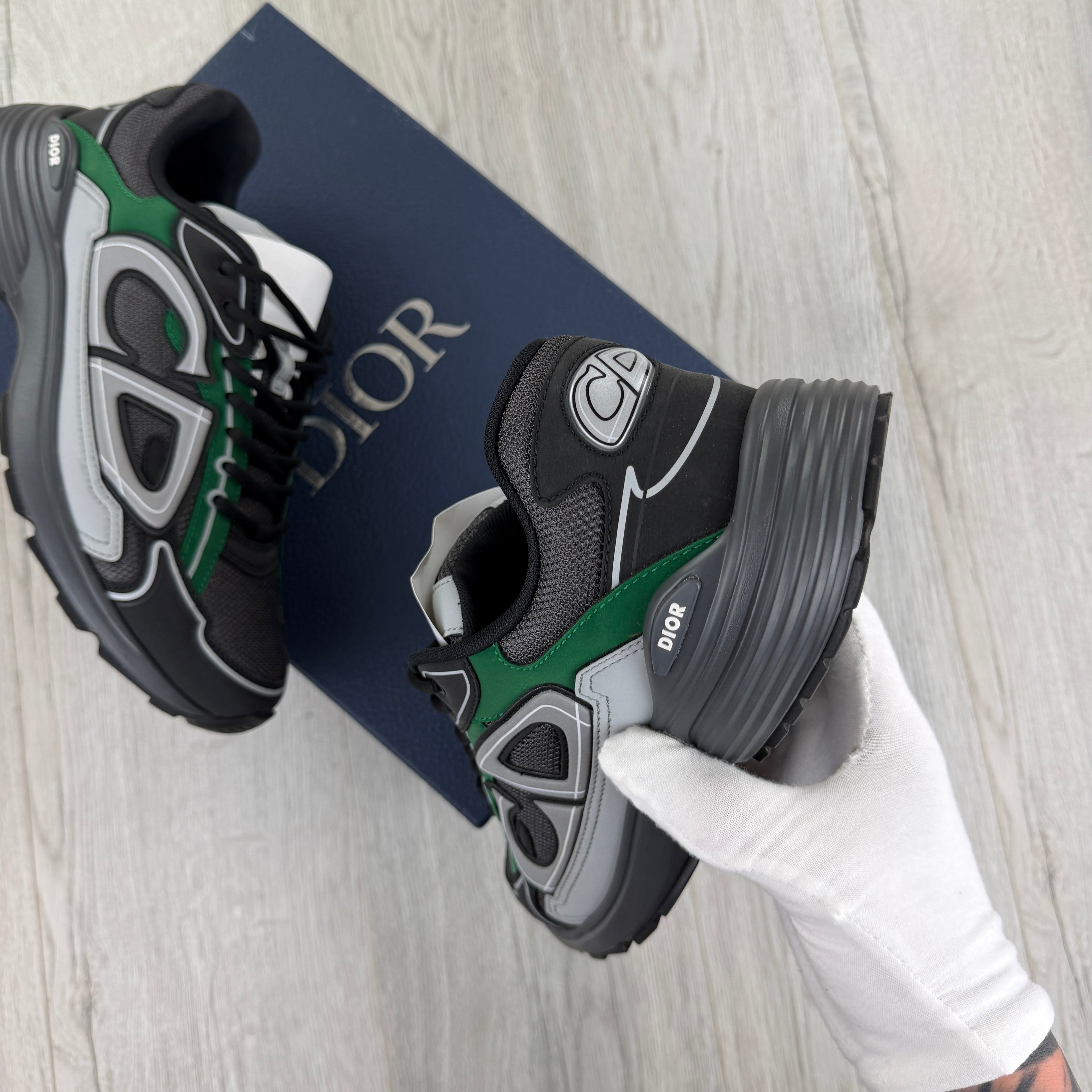 Dior B30 Men’s Black Deep Grey Green Trainers - 42 (Uk 8)
