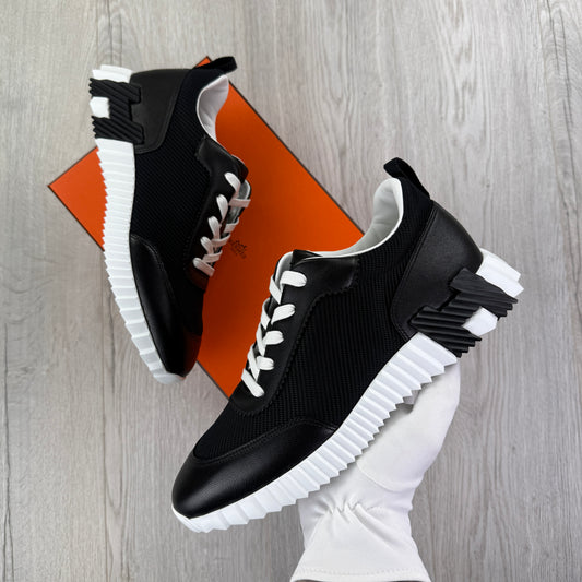 Hermes Men’s Black & White Bouncing Sneakers - Uk 8.5