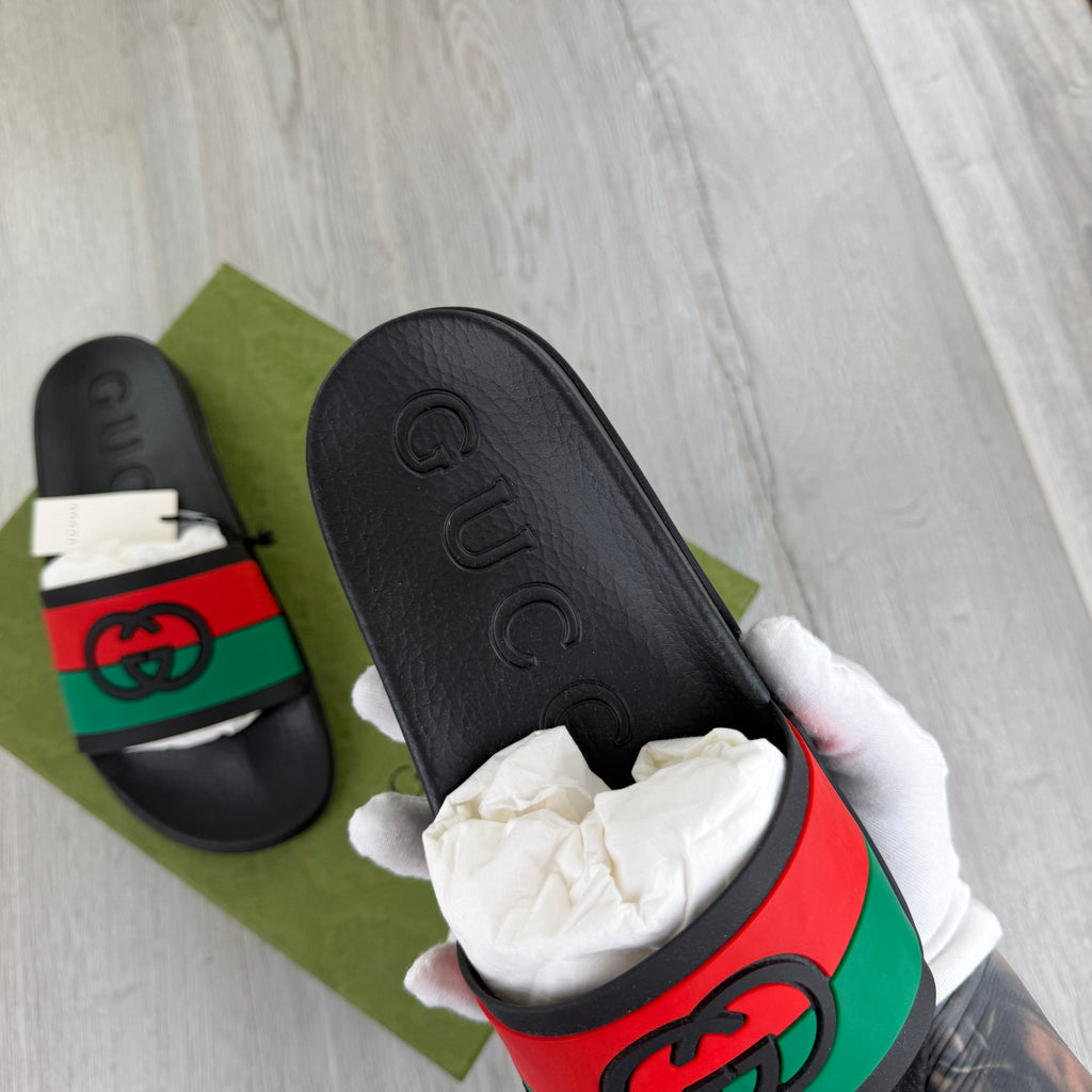 Gucci Men’s Black GG Interlocking Pool Sliders