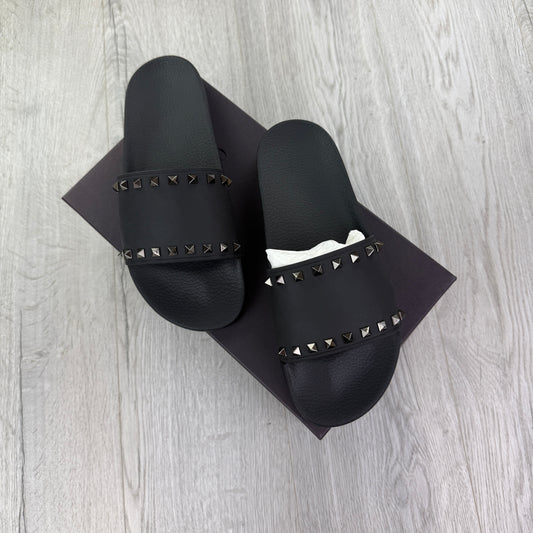 Valentino Men’s Black RockStud Sliders - UK 10