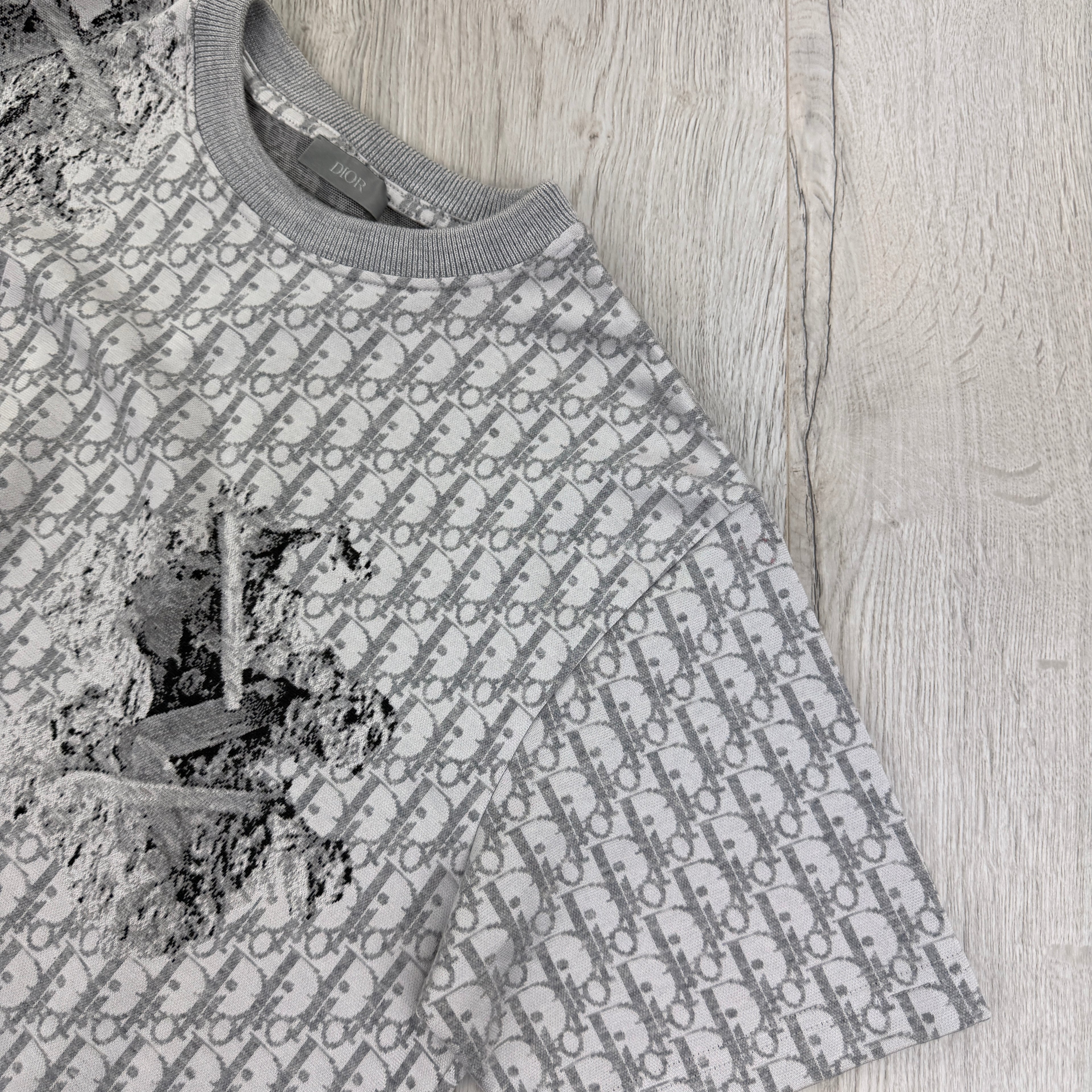 Dior Men’s Grey Oblique Daniel Arsham T-shirt - Small