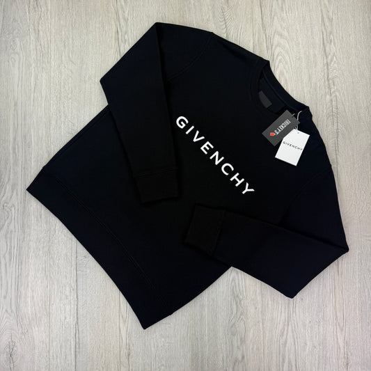 Givenchy Men’s Front Logo Black Crewneck Jumper