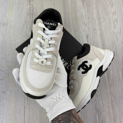 Chanel Women’s Low Top Beige / Black Suede Trainers