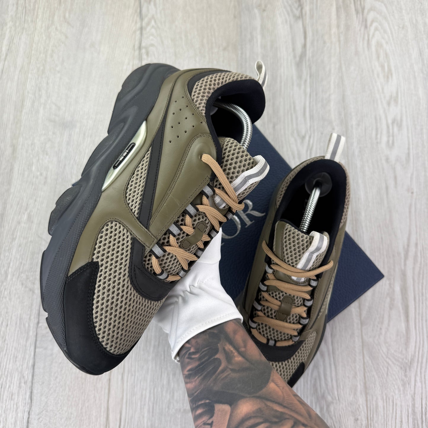 Dior B22 Men’s Khaki Grey Runners - 44 (Fit Uk 9.5)