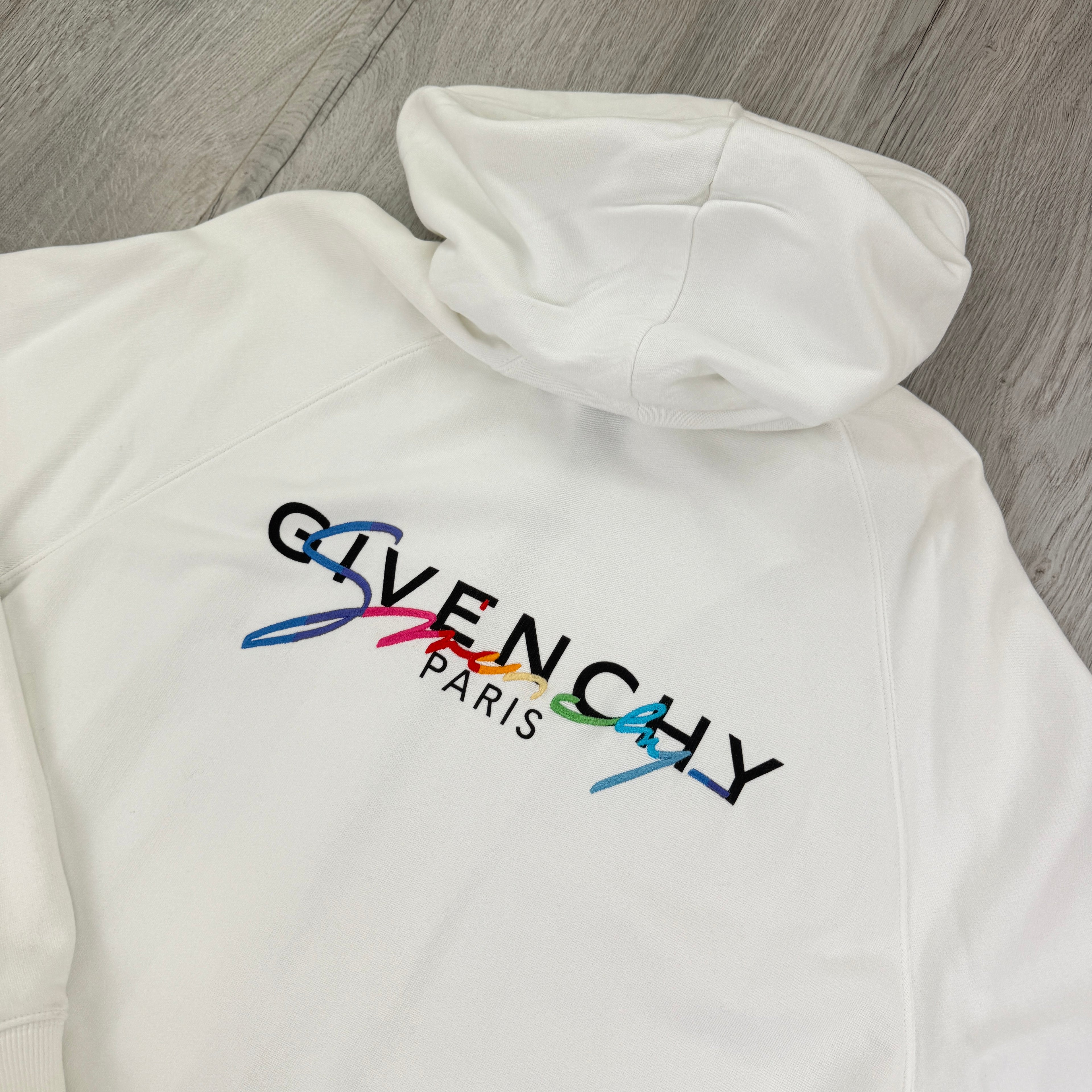 Givenchy Men’s White Zip Up Hoodie - Large