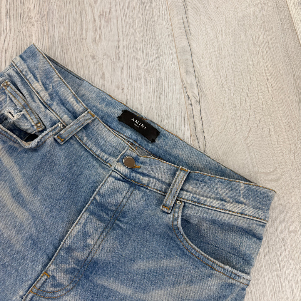 Amiri Men’s Blue Denim Jeans With Side Logo - 34 Slim