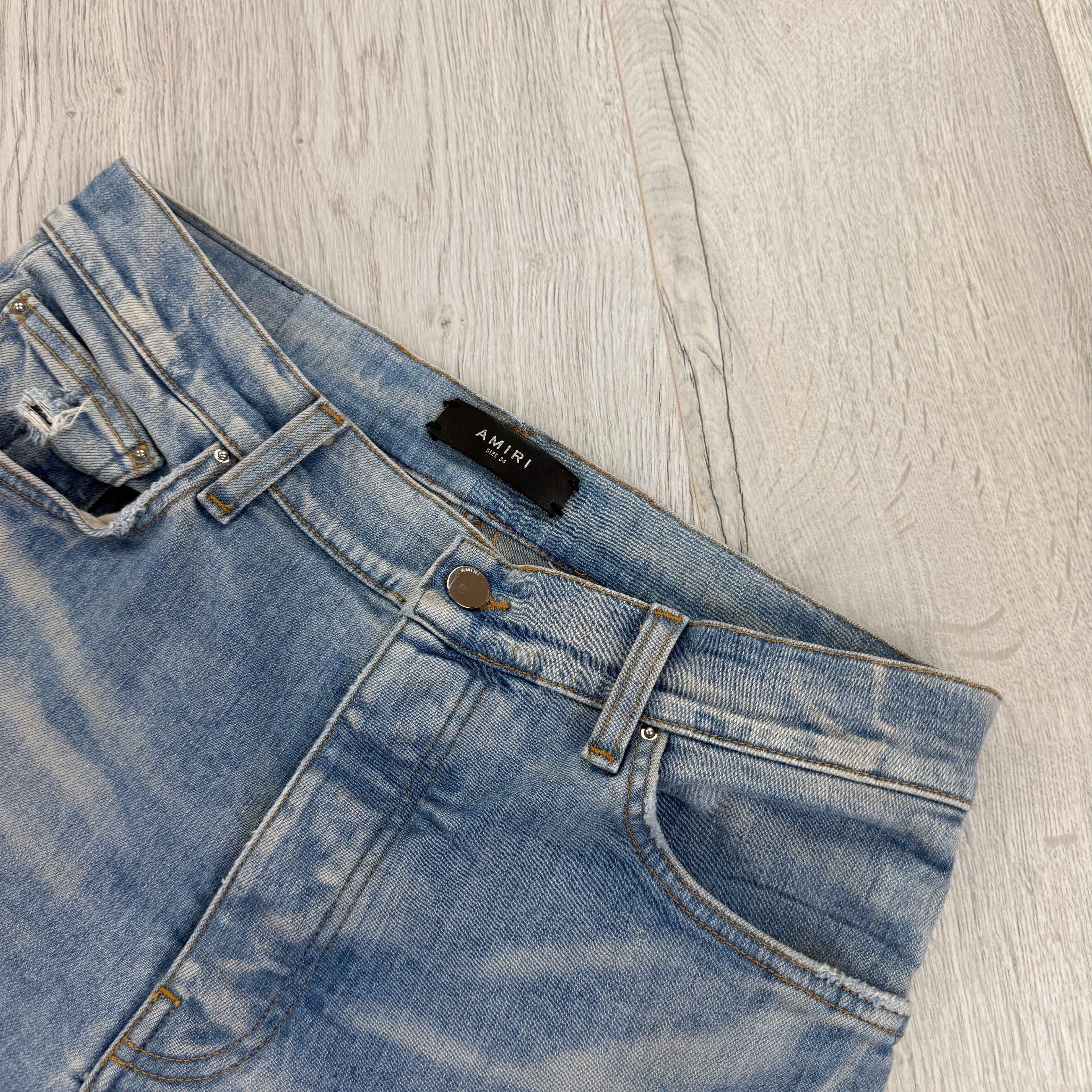 Amiri Men’s Blue Denim Jeans With Side Logo - 34 Slim