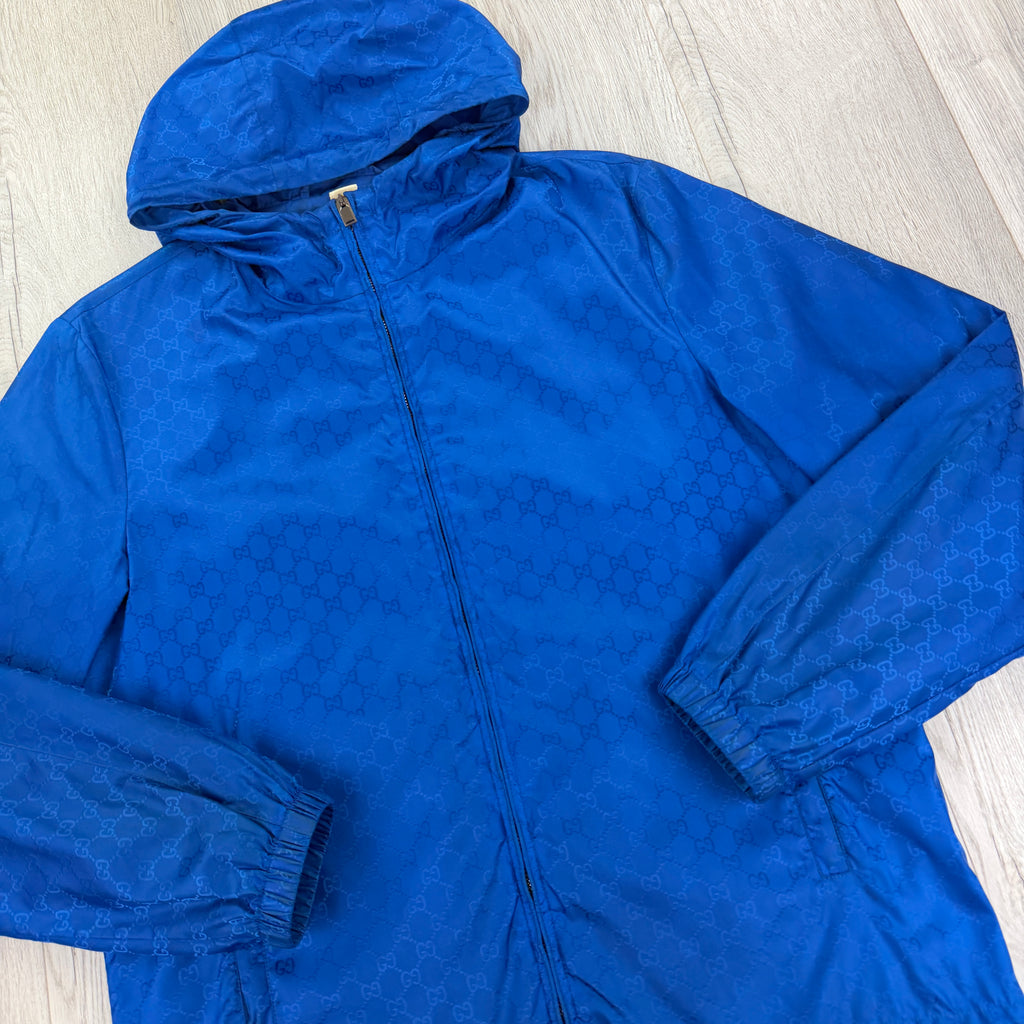 Gucci Men’s Royal Blue Zip-up Monogram Windbreaker - Medium