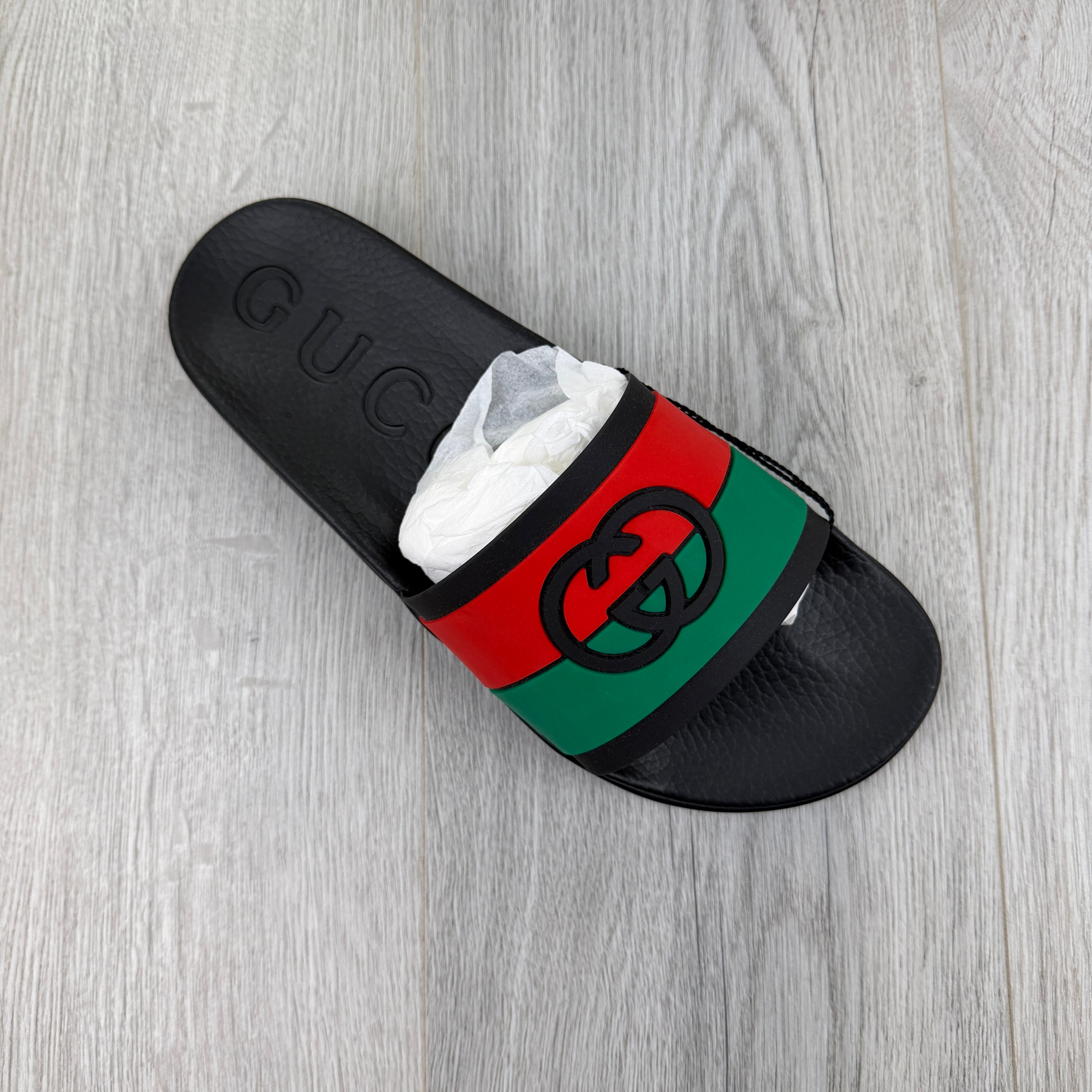 Gucci Men’s Black GG Interlocking Pool Sliders