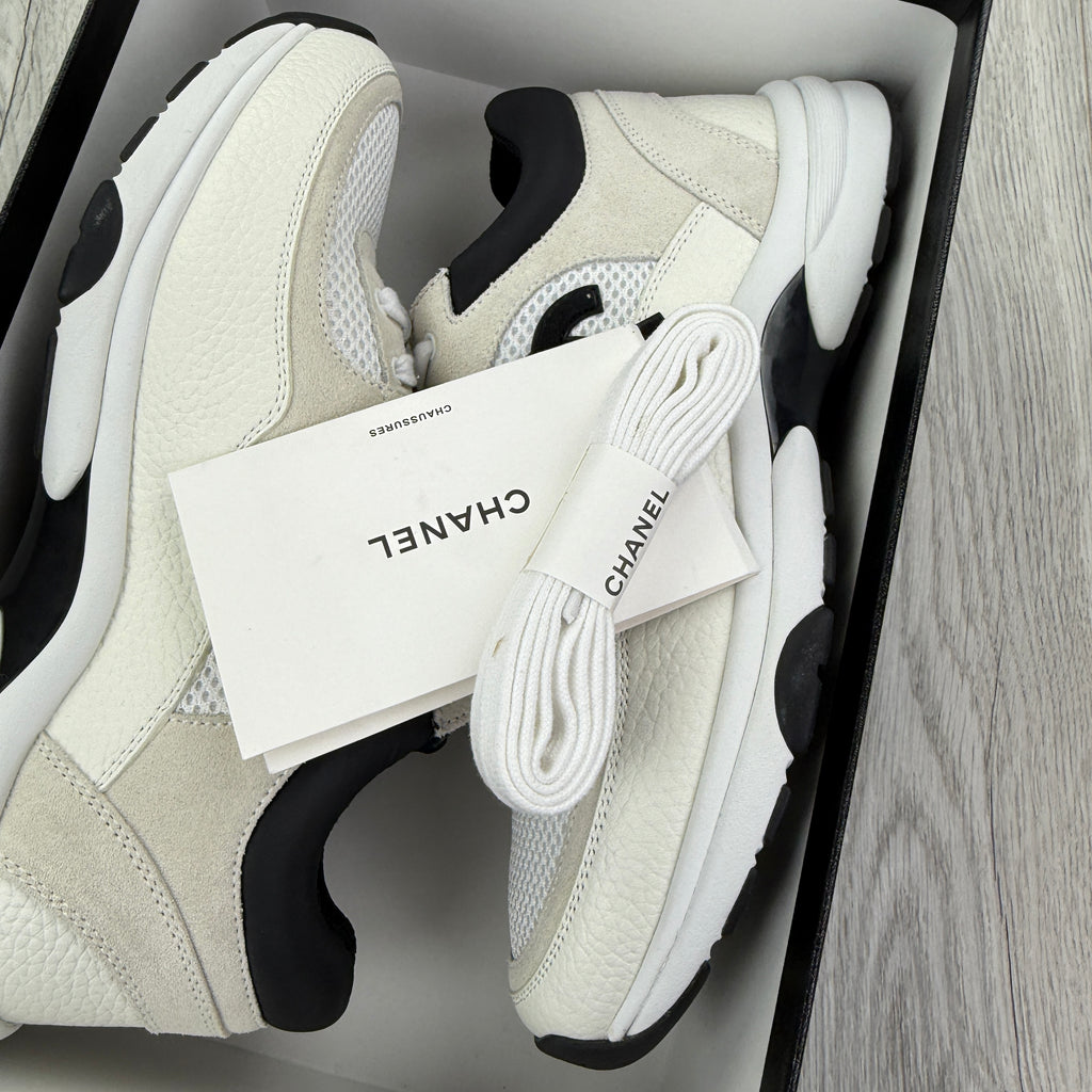 Chanel Women’s Low Top Beige / Black Suede Trainers
