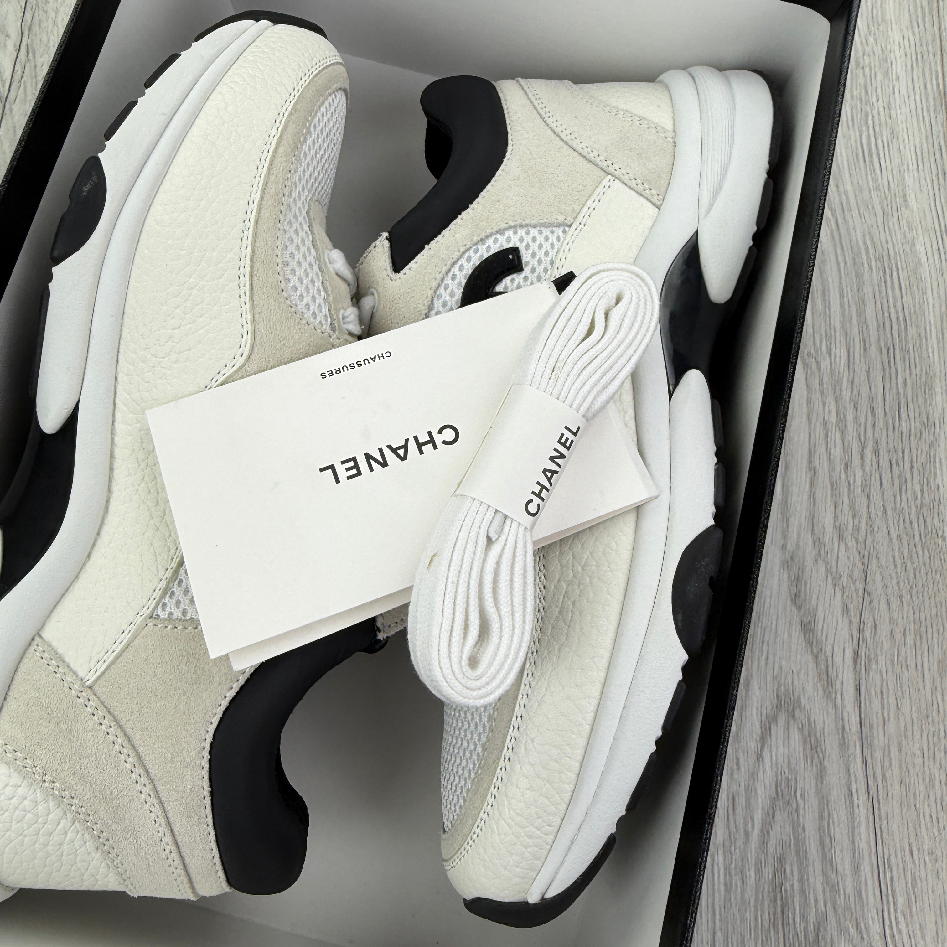 Chanel Women’s Low Top Beige / Black Suede Trainers