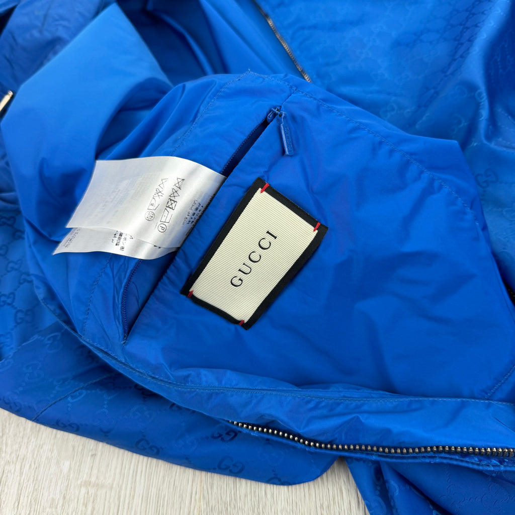 Gucci Men’s Royal Blue Zip-up Monogram Windbreaker - Medium