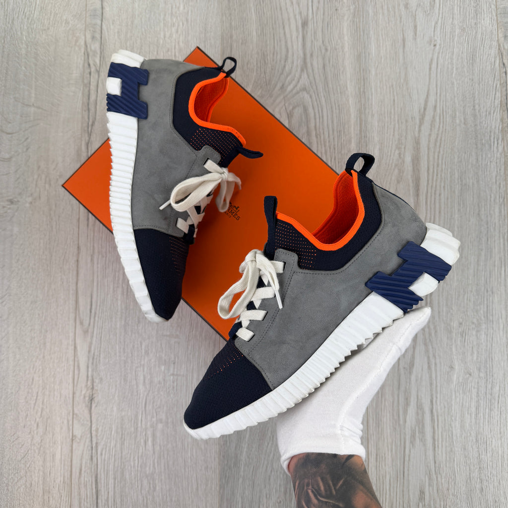 Hermes Men’s Navy & Orange Bouncing Sneakers - 41 (Fit Uk 7)