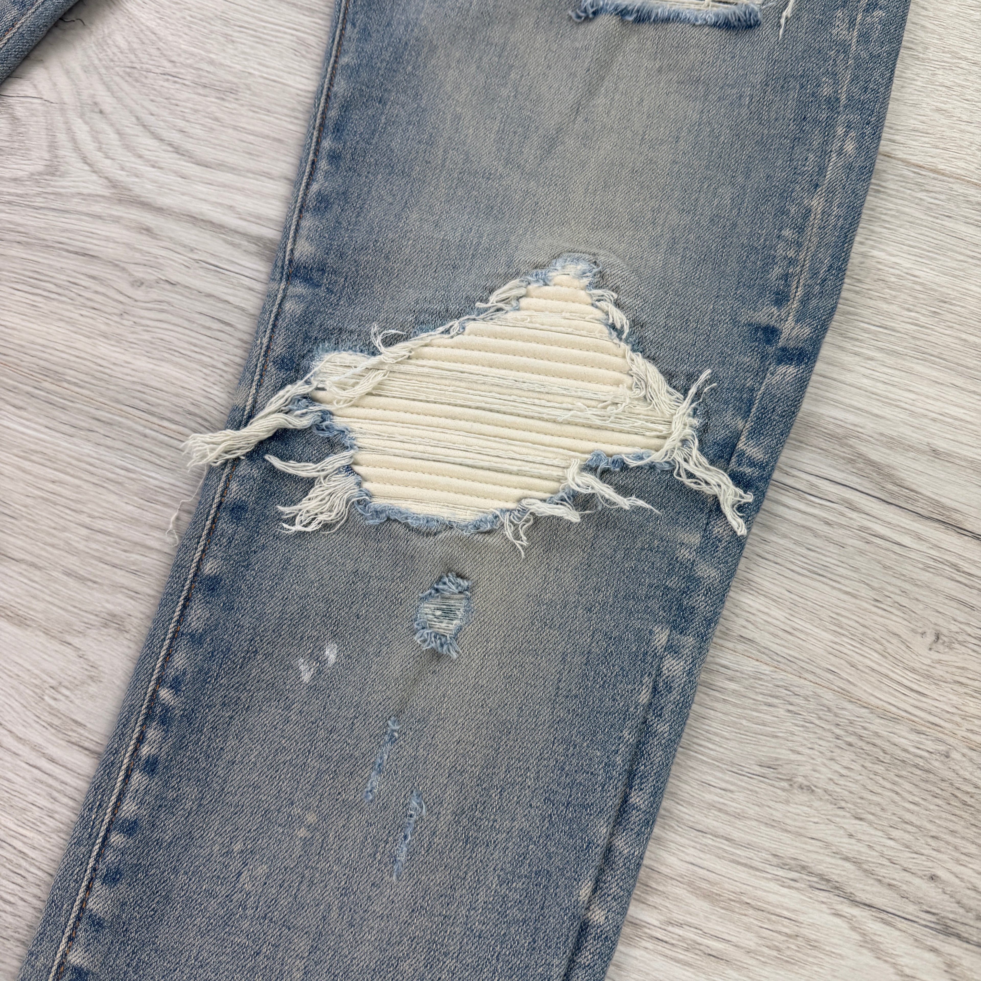 Amiri Men’s MX1 Blue Denim Jeans With Side Logo - Uk 32