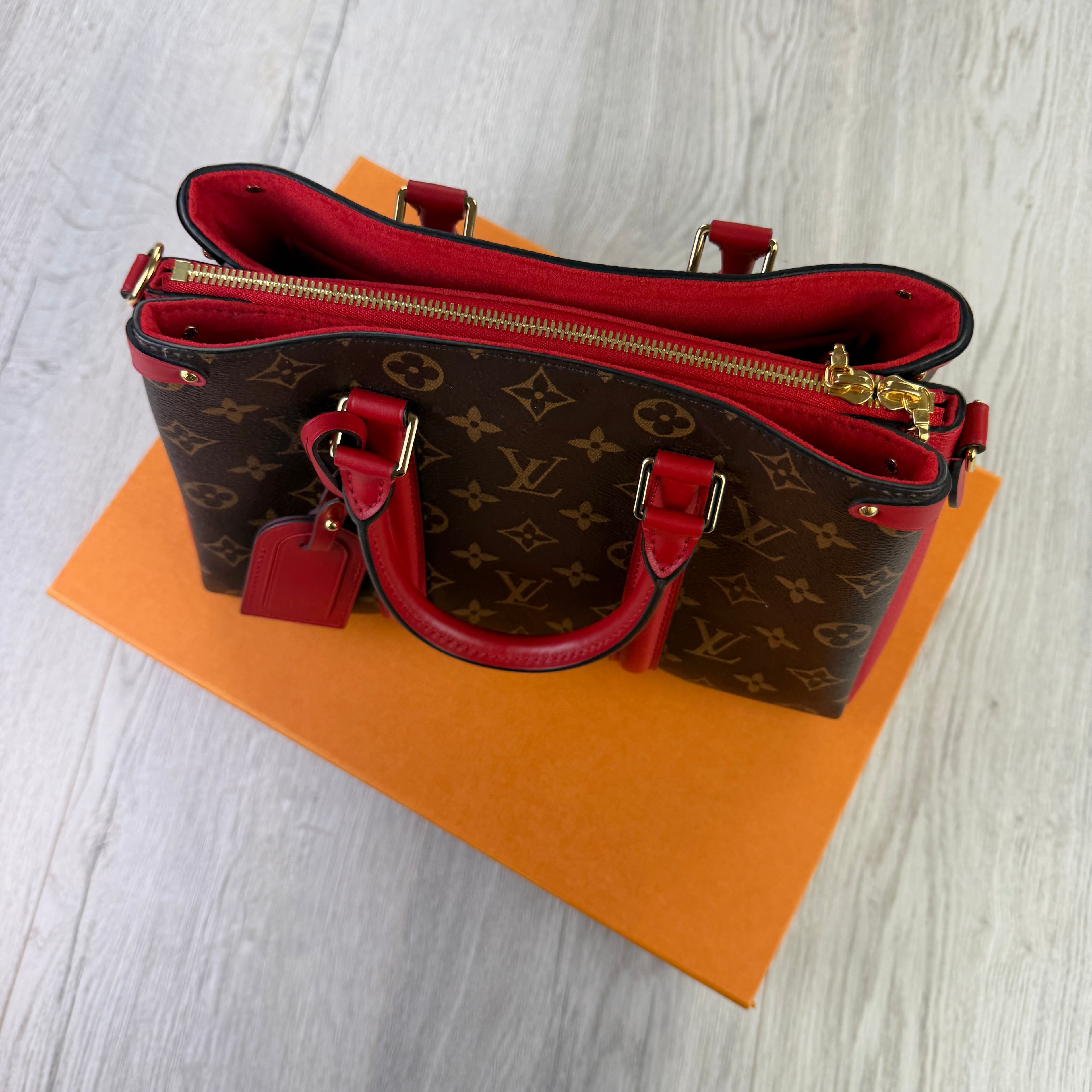Louis Vuitton Women’s Soufflot Tote BB Brown/Red Canvas/Leather