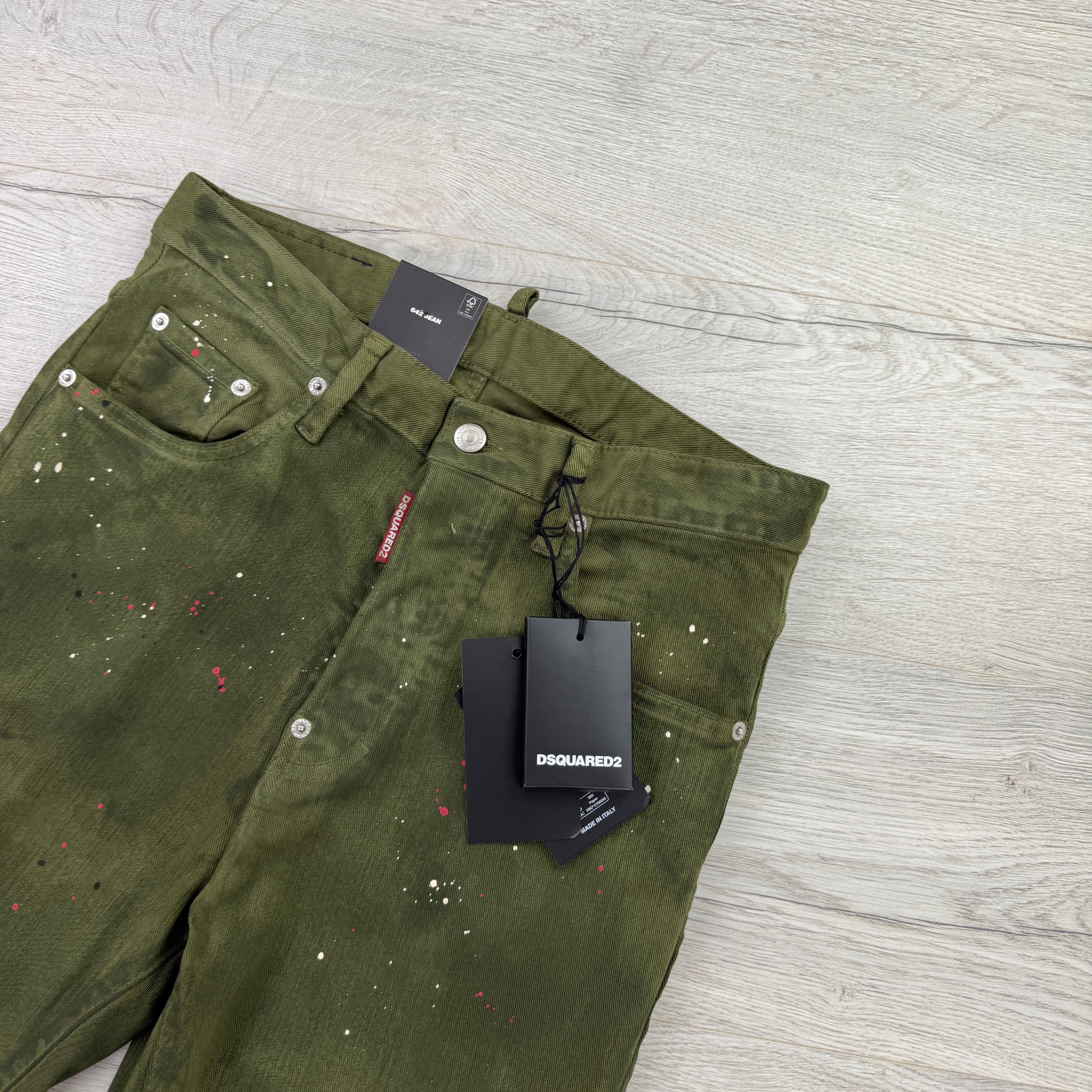 Dsquared2 Men’s Green Distressed Straight Jeans