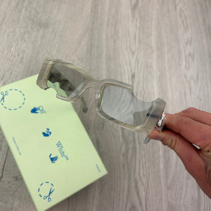 Off White Grey Cady Cutout Rectangular-Frame Acetate Sunglasses