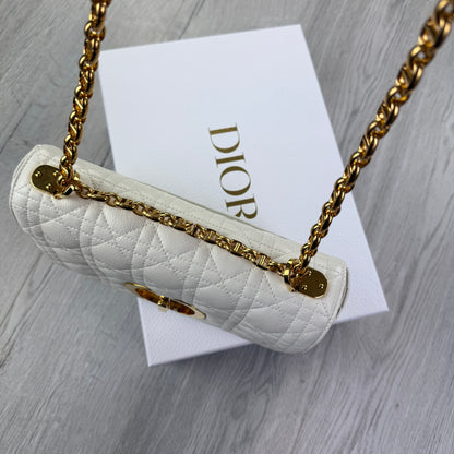 Dior Women’s White Small Dior Caro Ivory Supple Cannage Calfskin Bag