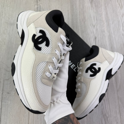 Chanel Women’s Low Top Beige / Black Suede Trainers