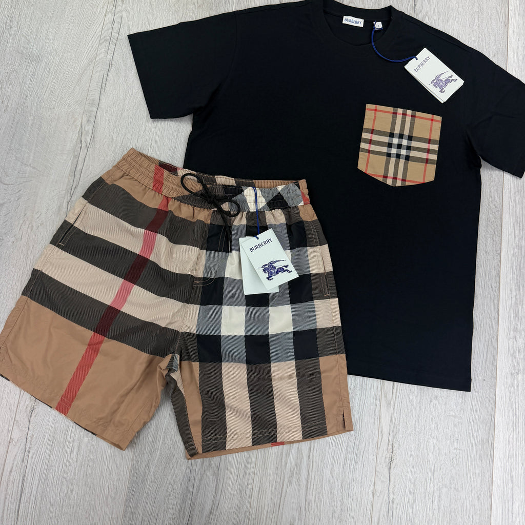 Burberry Men’s Black T-shirt & Shorts Set