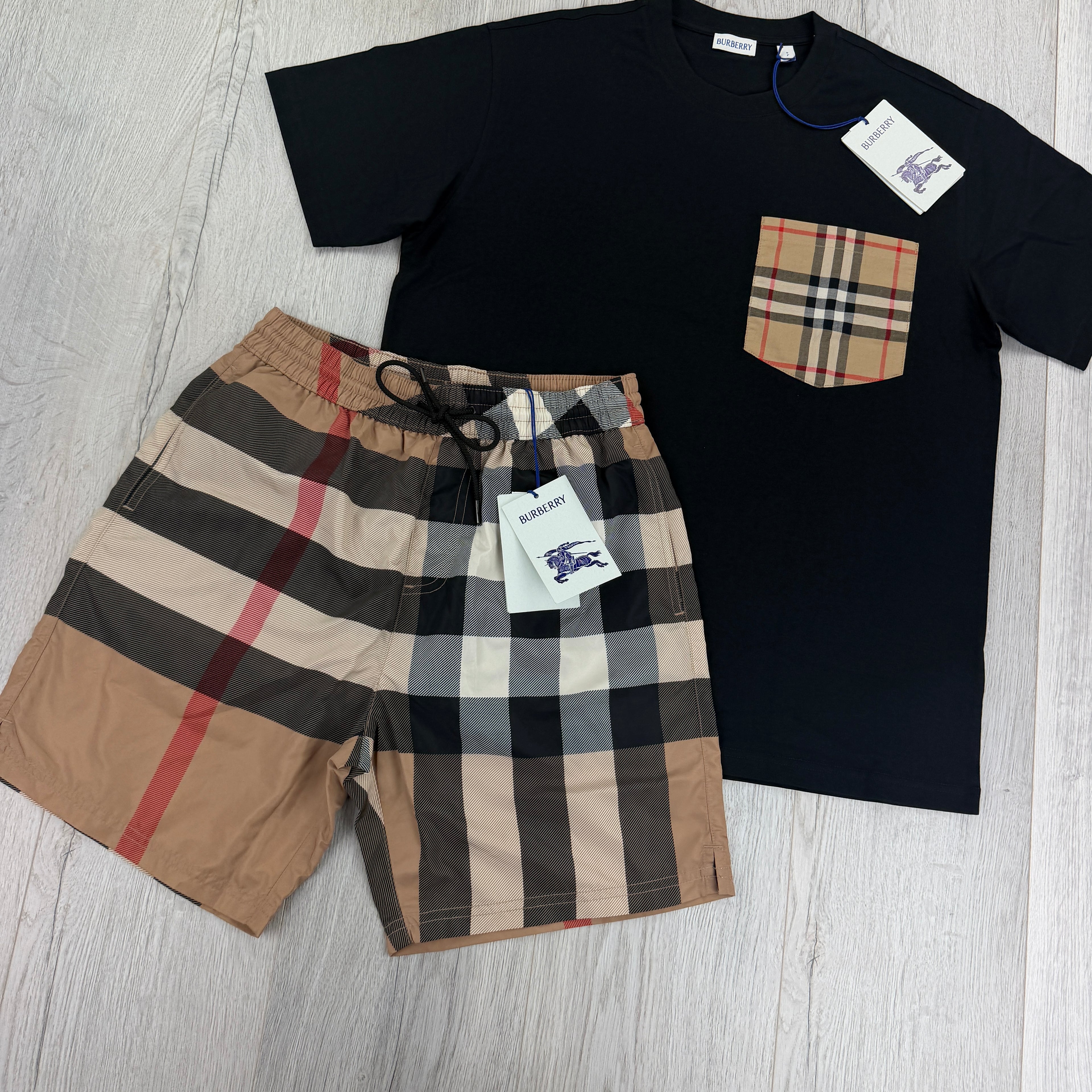Burberry Men’s Black T-shirt & Shorts Set