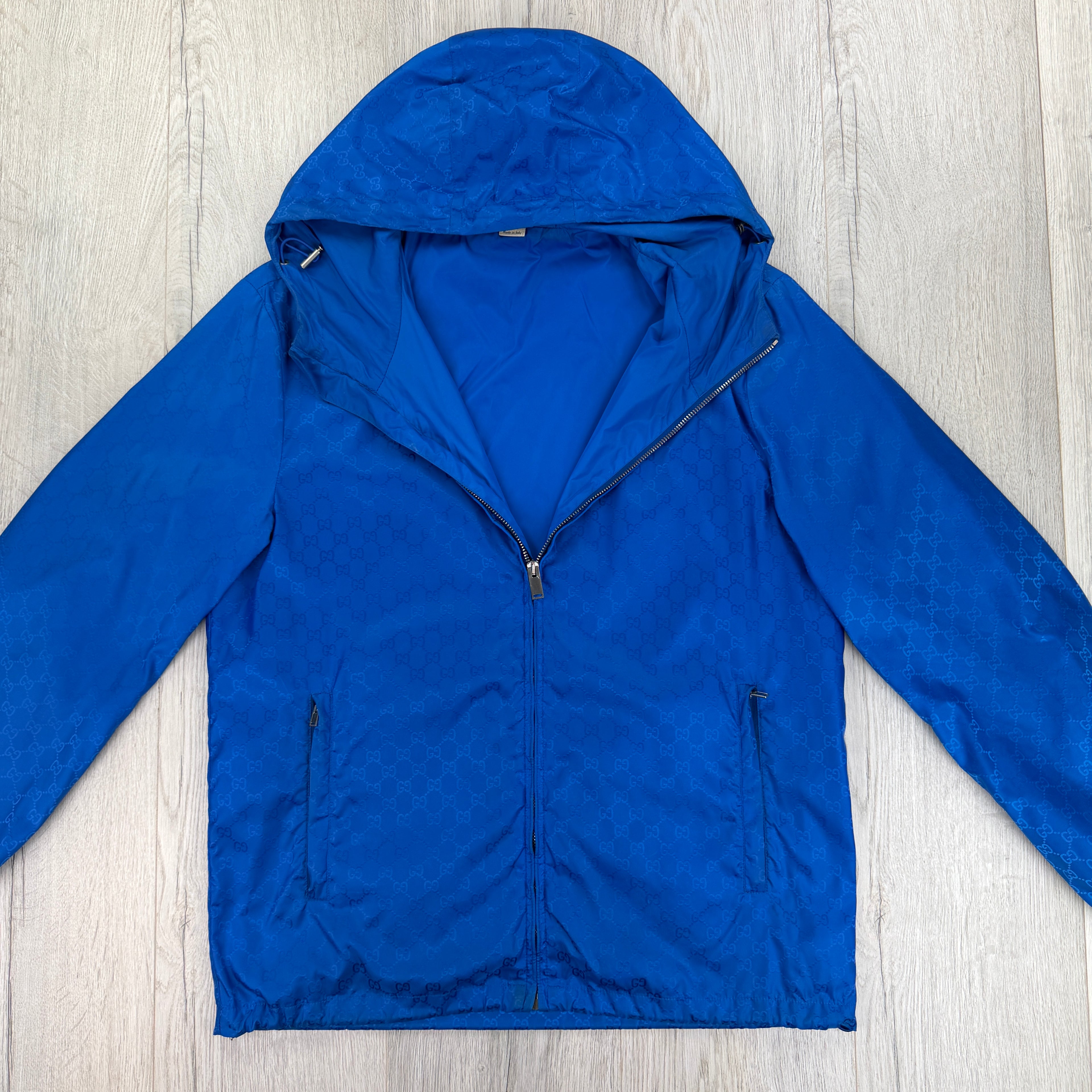 Gucci Men’s Royal Blue Zip-up Monogram Windbreaker - Medium