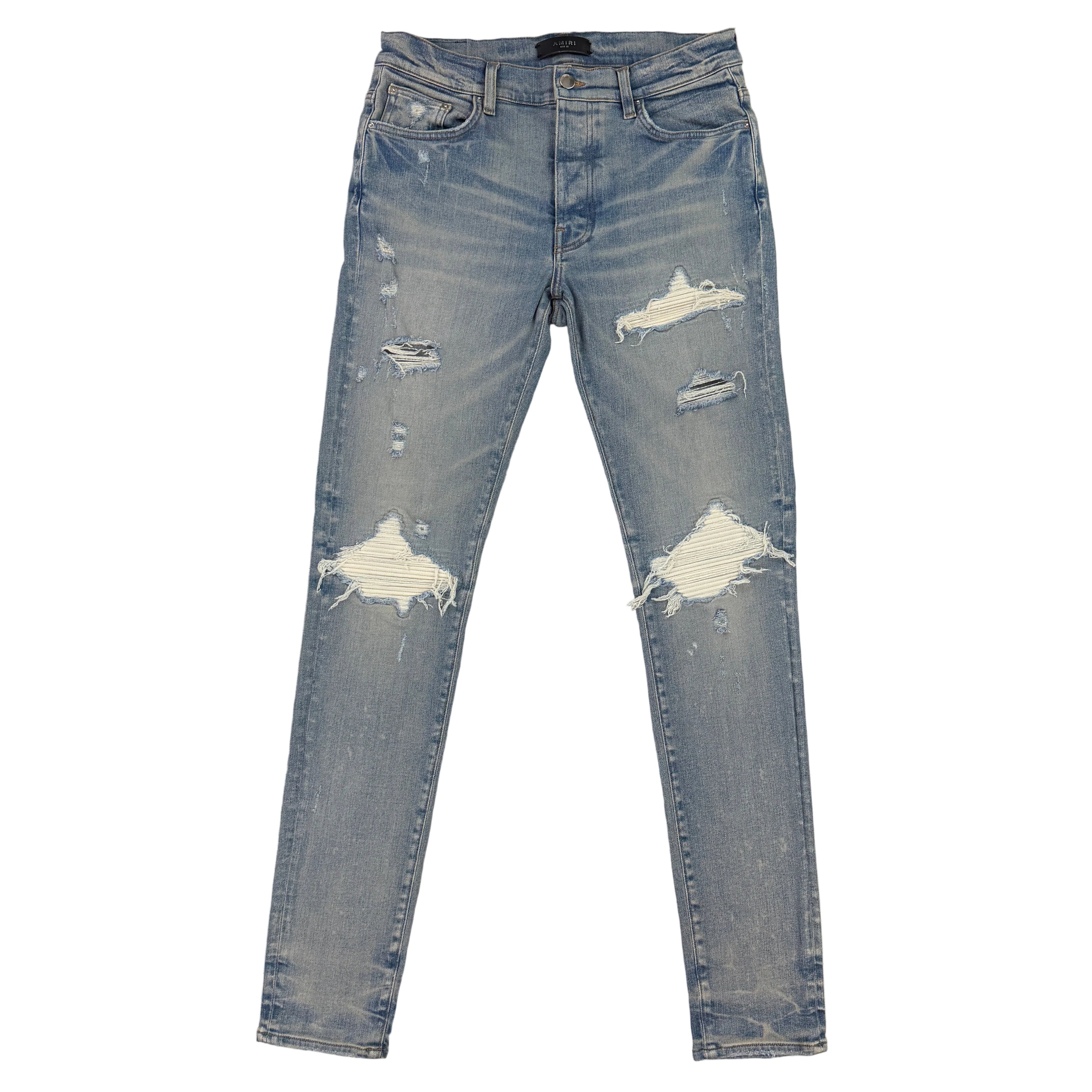 Amiri Men’s MX1 Blue Denim Jeans With Side Logo - Uk 32