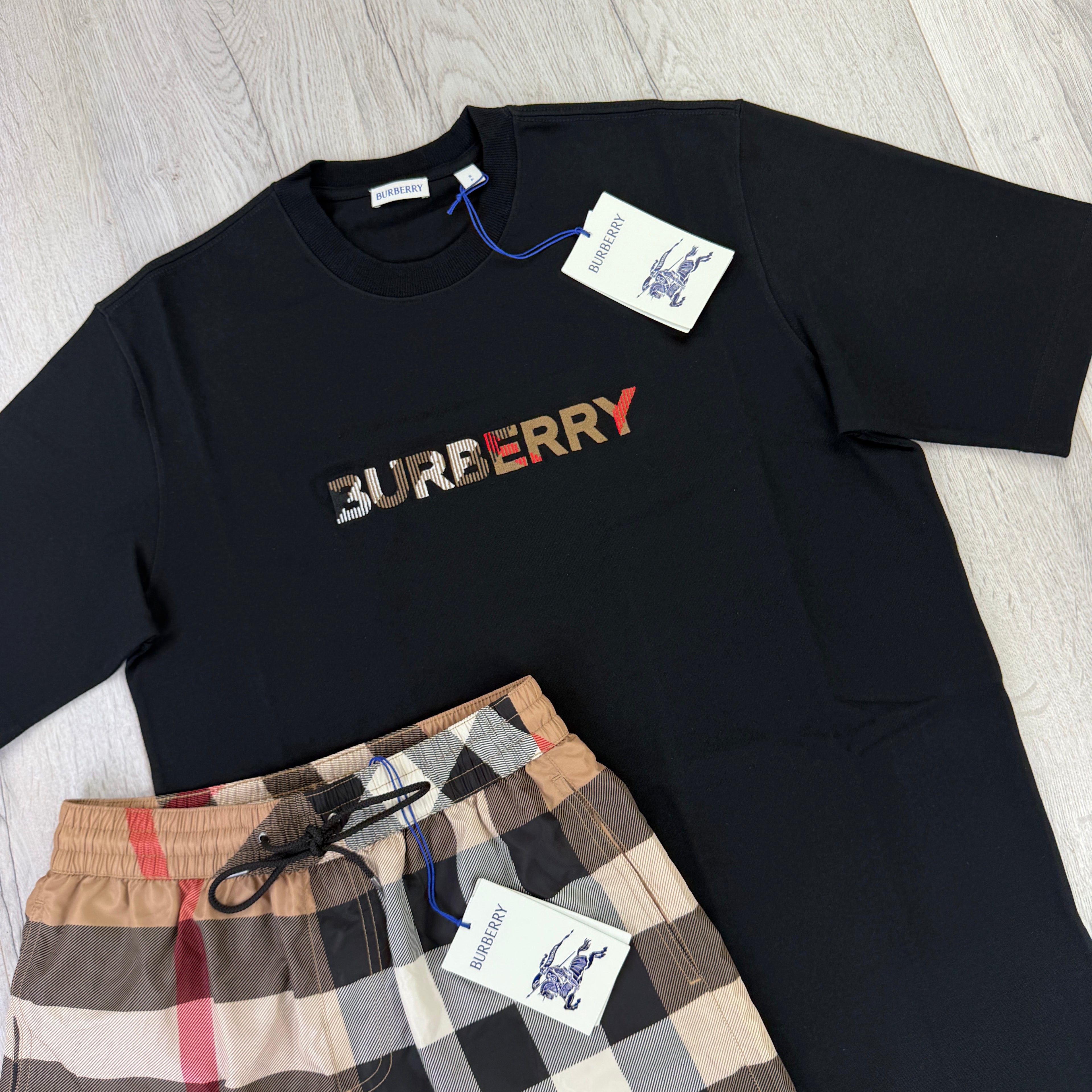 Burberry Men’s Black T-shirt & Shorts Set