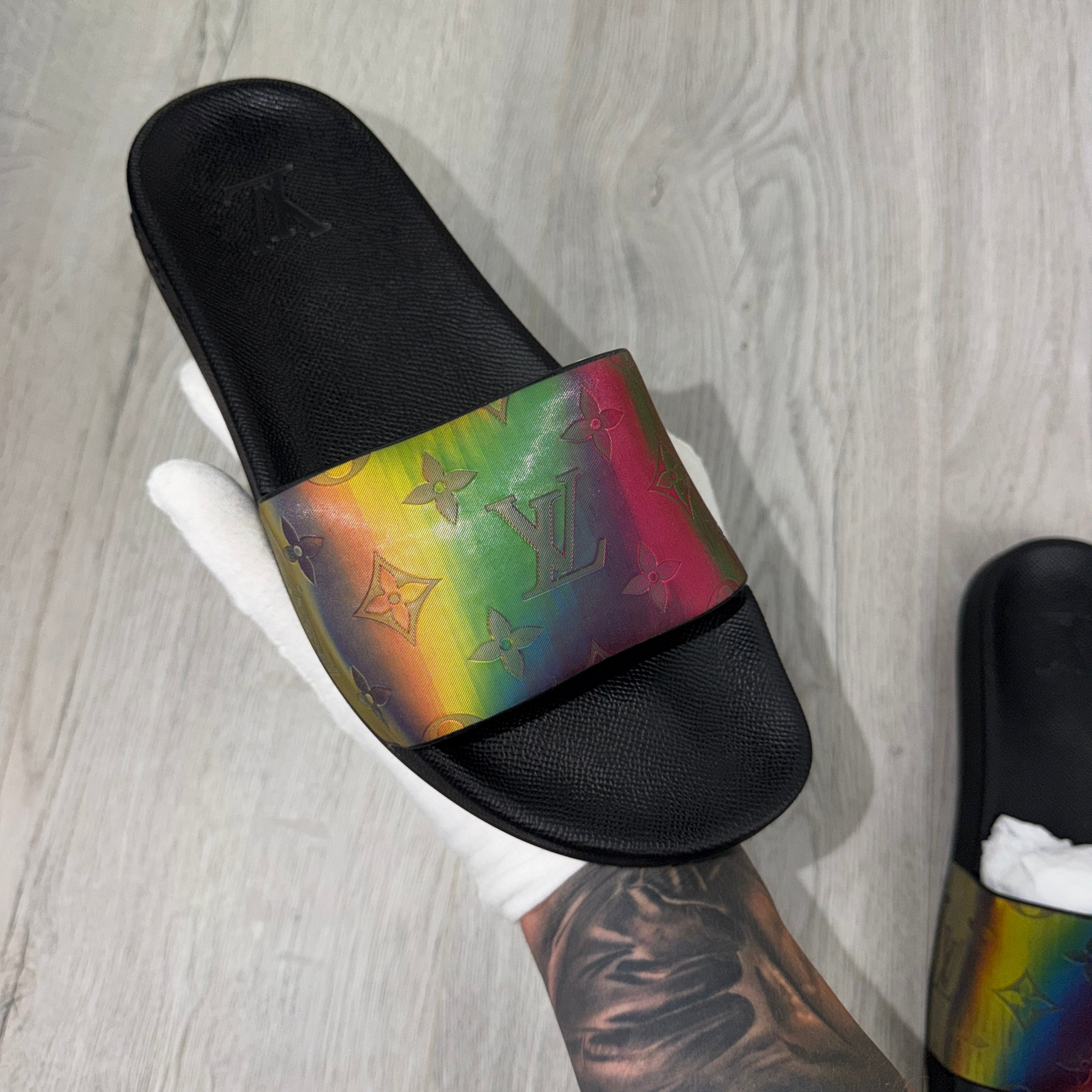 Louis Vuitton Multicolor Iridescent Monogram Rubber Waterfront Sliders - Uk 6 (Fit 7)