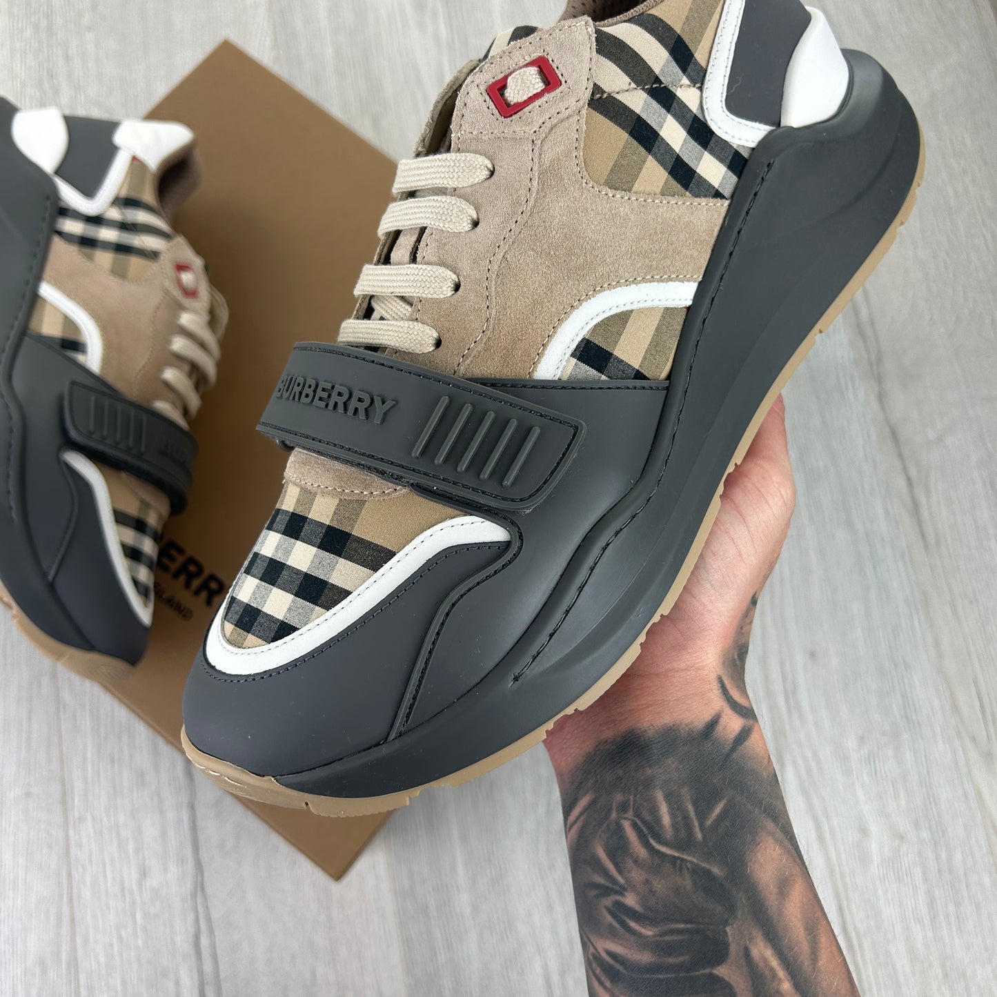 Burberry Men’s Vintage Check, Suede Leather Trainers