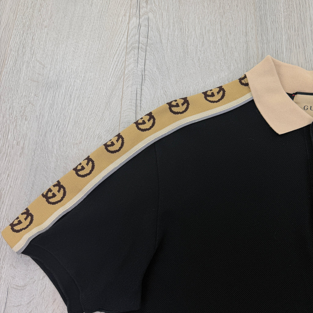 Gucci Men’s Black Polo GG Sleeve - Small