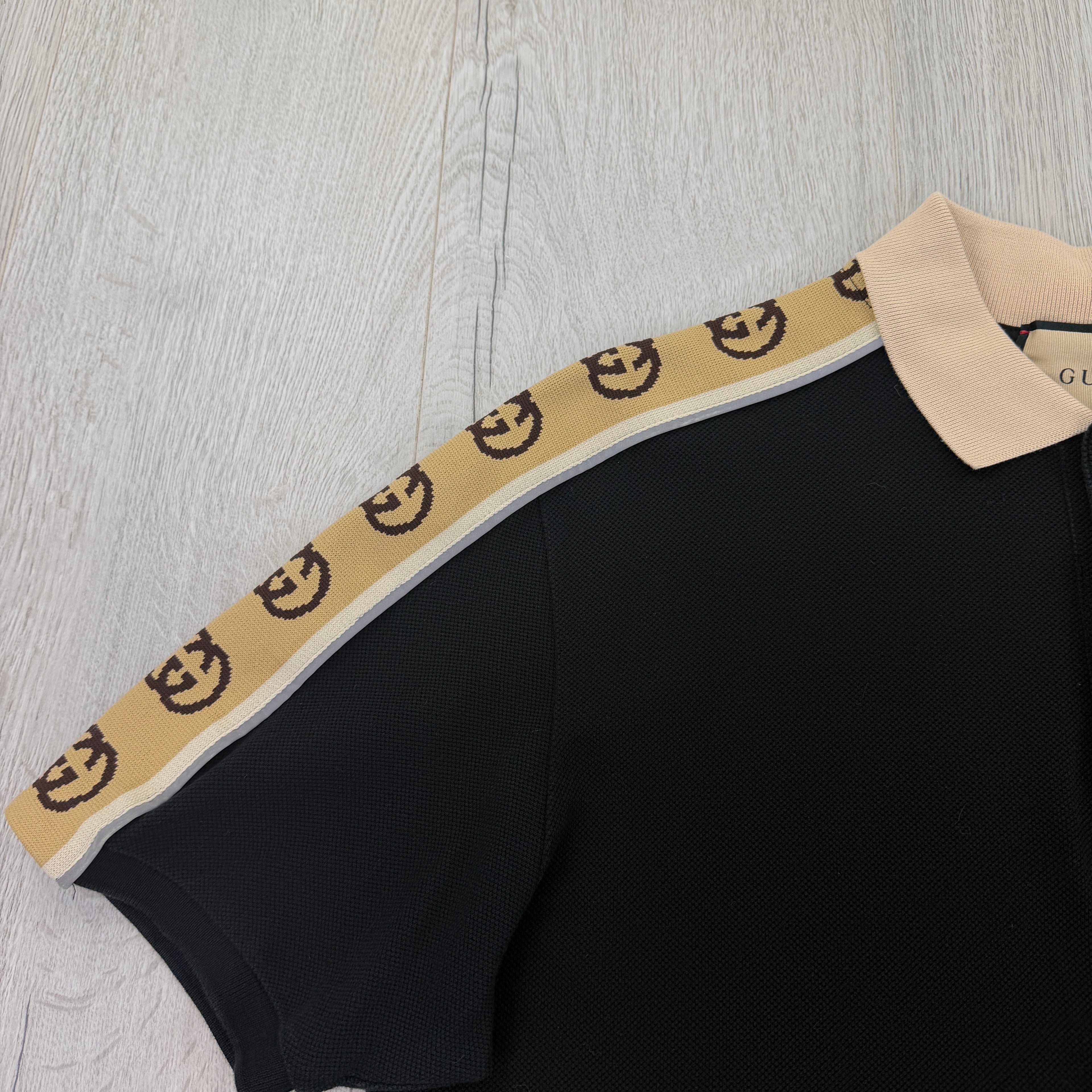 Gucci Men’s Black Polo GG Sleeve - Small