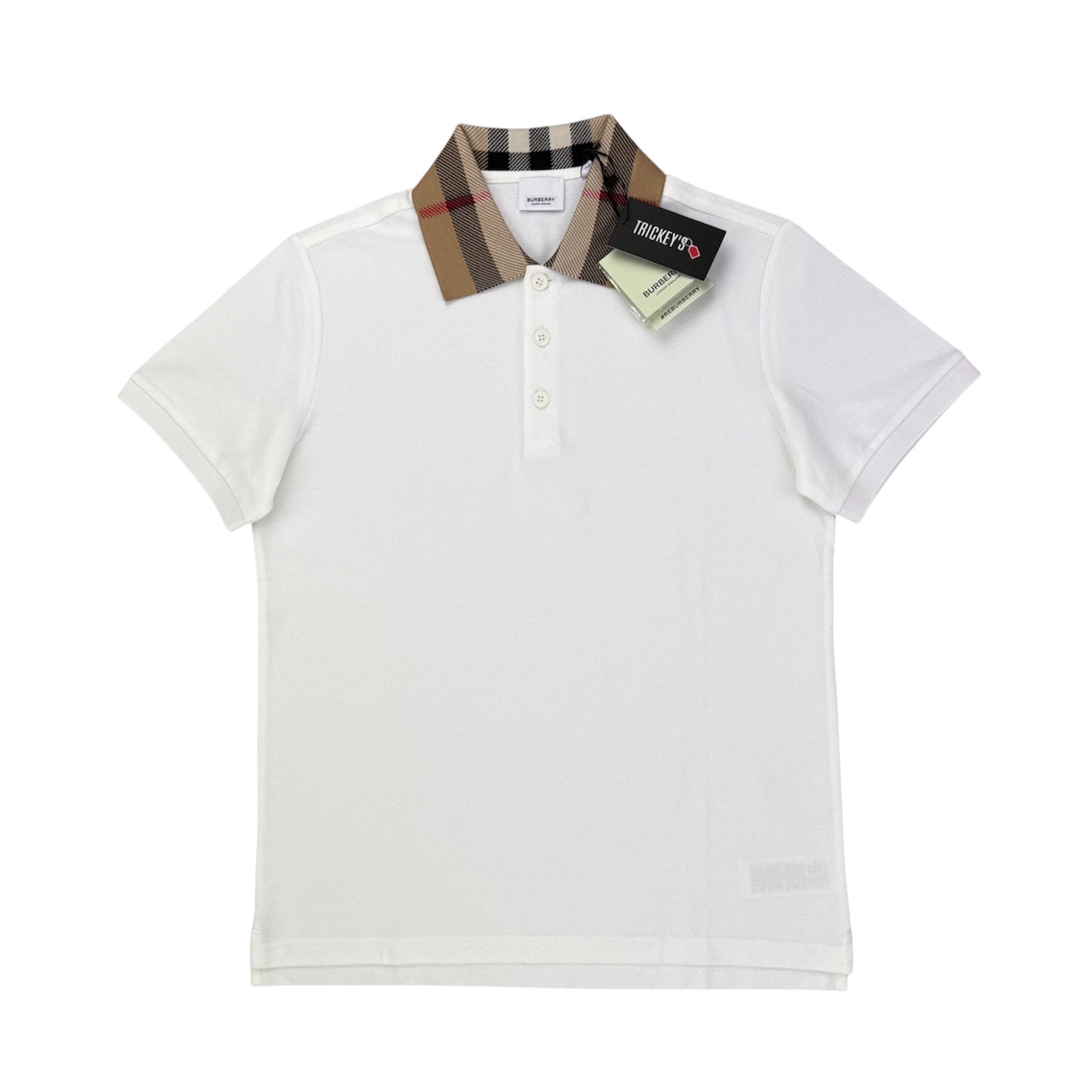 Burberry Men’s White Slim-Fit Checked Cotton-Piqué Polo Shirt