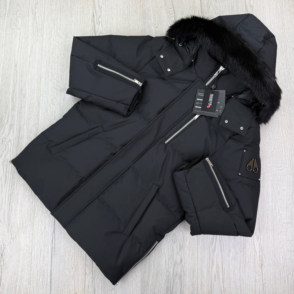 Moose Knuckles Men’s Black 3Q Shearling-Trim Jacket