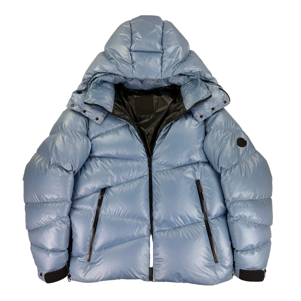 Moncler Men’s Yonne Baby Blue Black Badge Zip-up Down Jacket