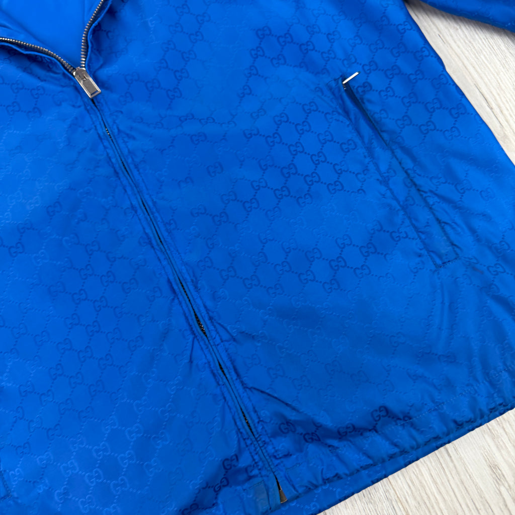 Gucci Men’s Royal Blue Zip-up Monogram Windbreaker - Medium