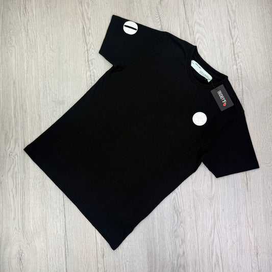 Off White Men’s Black T-shirt White Velvet Logo - Medium