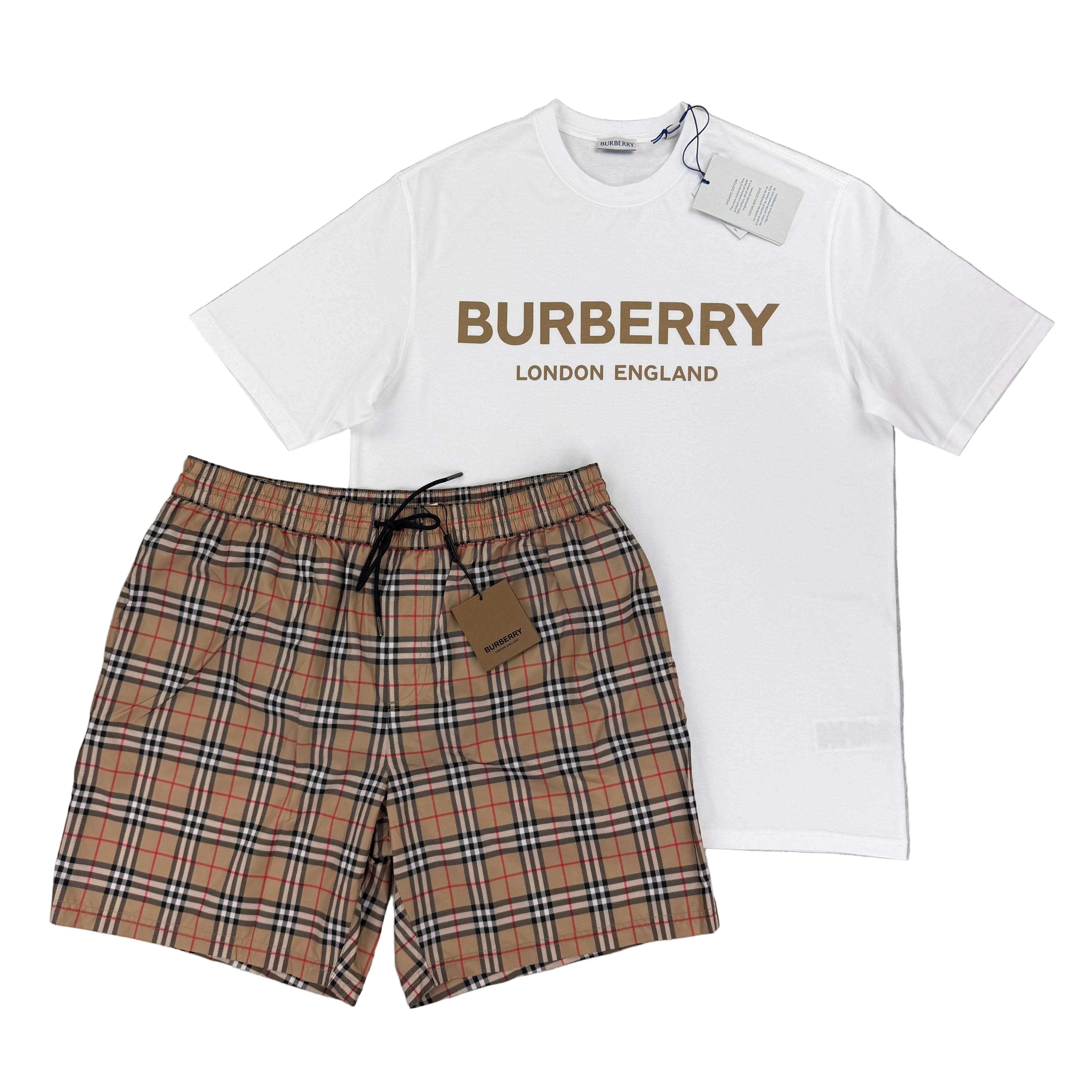 Burberry Men's White T-shirt & Shorts Set – Trickey.store
