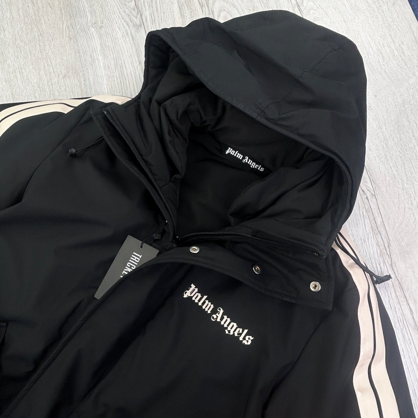 Palm Angels Men’s Black Zip-up Long Jacket - Medium