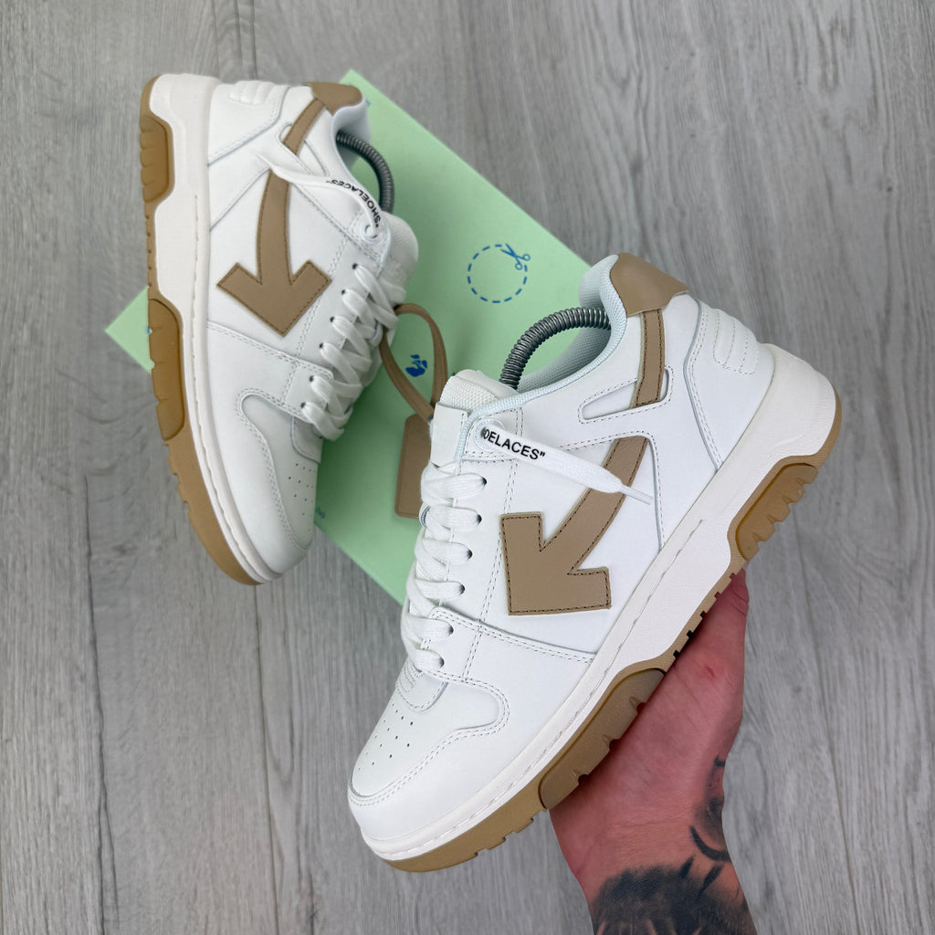 Off White Out Of Office Beige & White Low Trainers - Uk 6