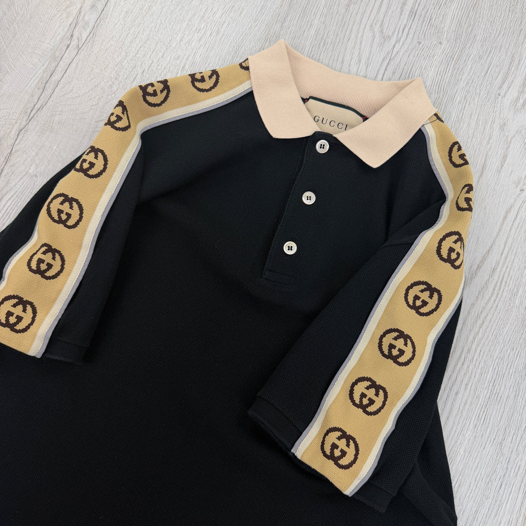Gucci Men’s Black Polo GG Sleeve - Small