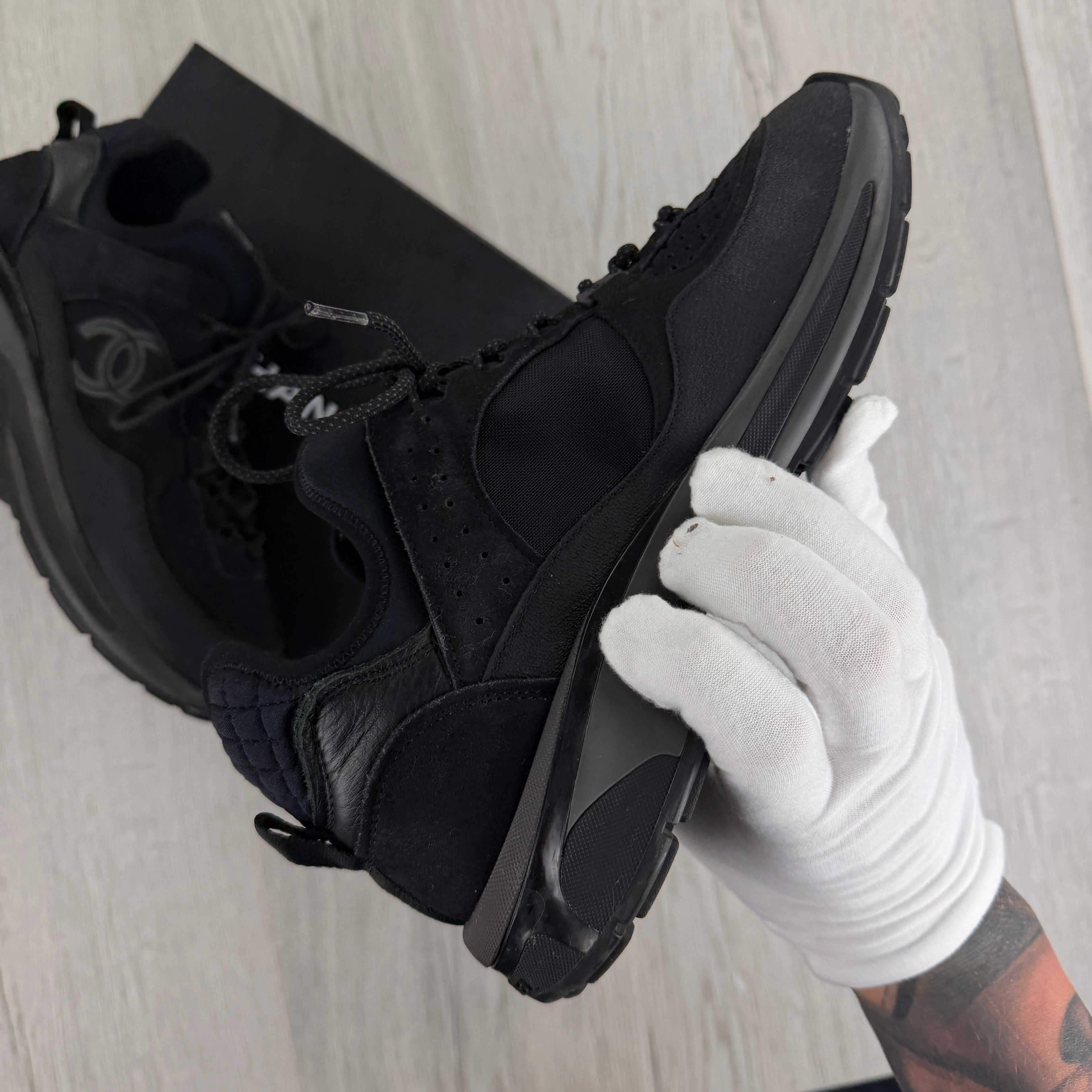 Chanel Men’s  Black CC Runners - Uk 8