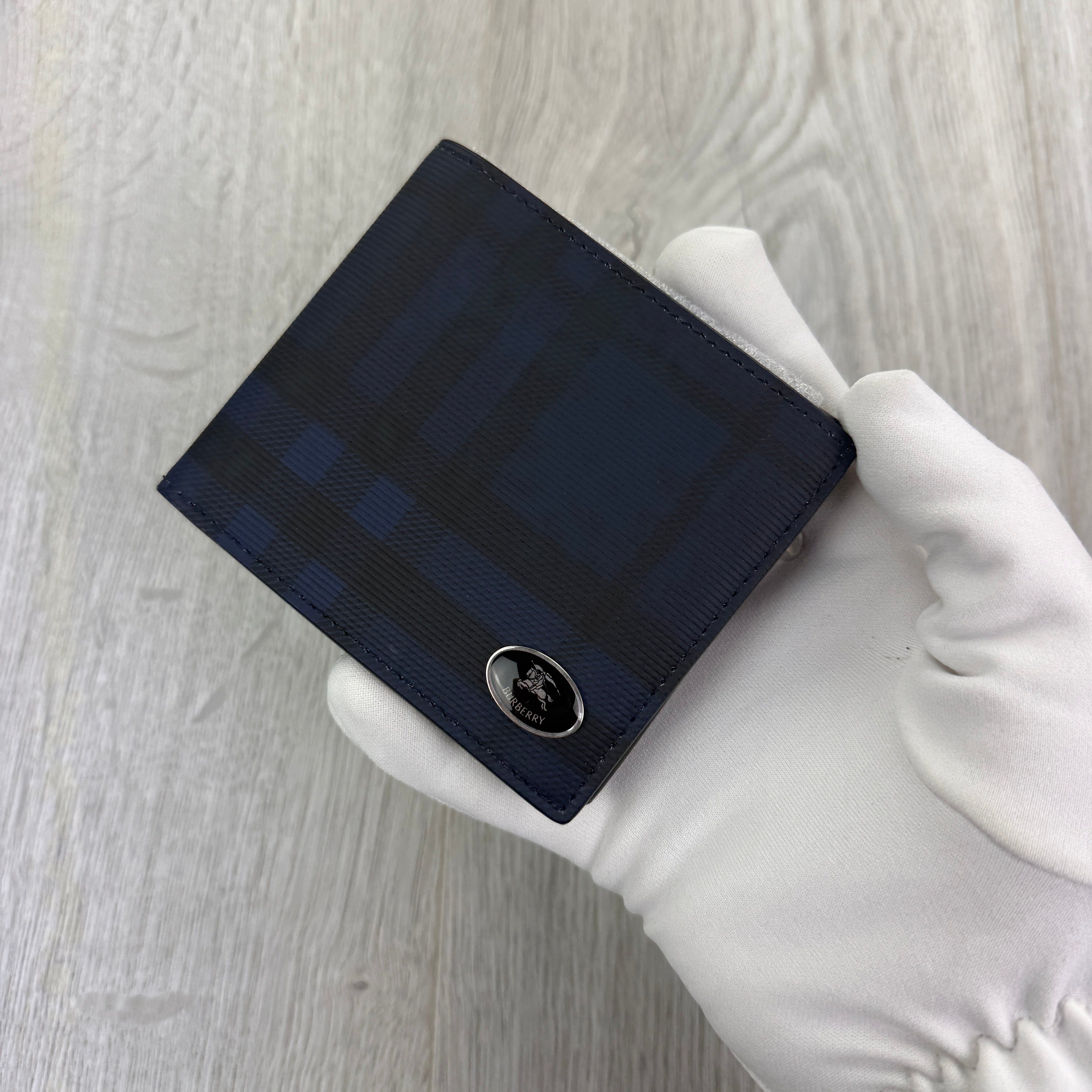 Burberry Men’s Exaggerated Check Bifold Wallet