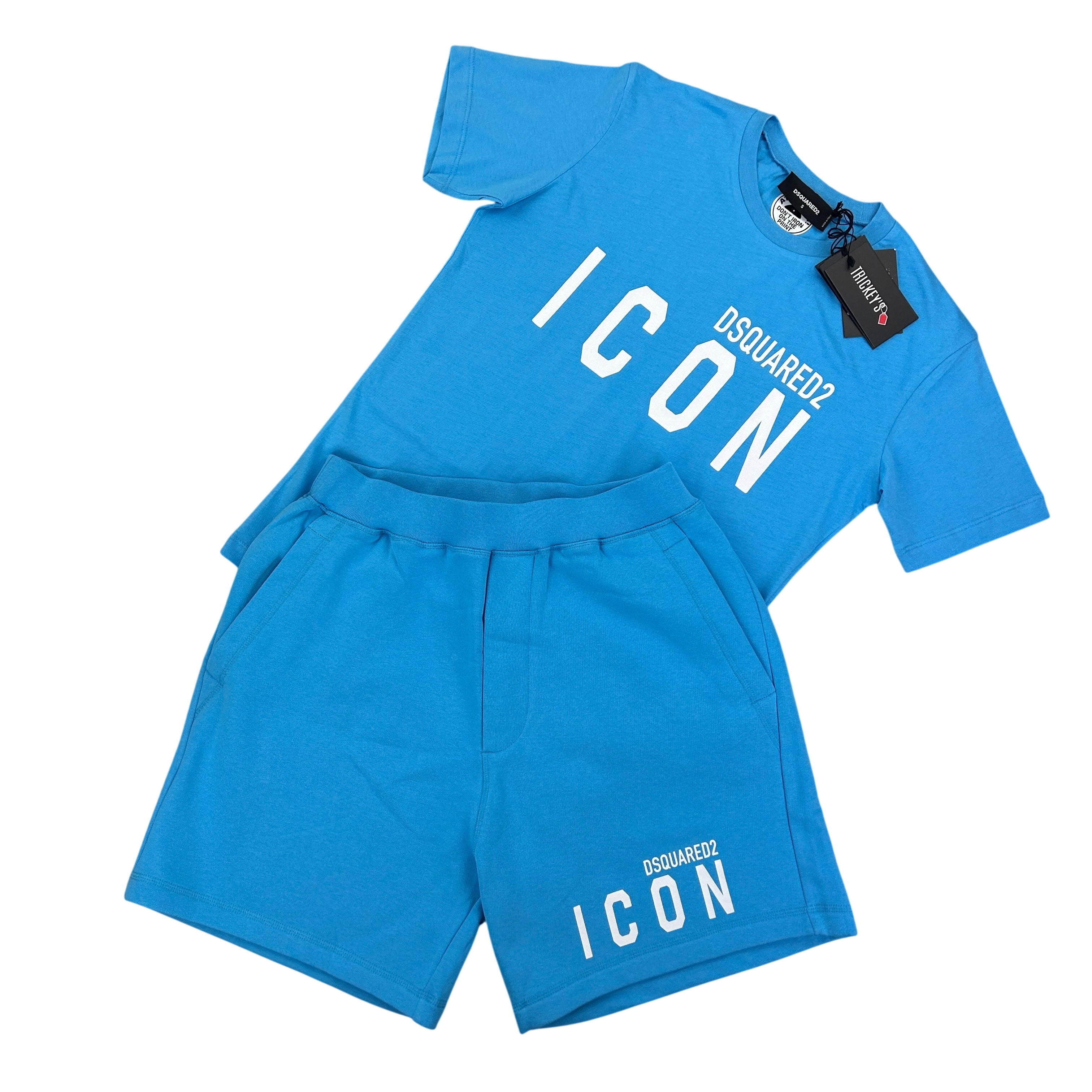 Dsquared2 Men’s ‘ICON’ Blue T-shirt & Short Set