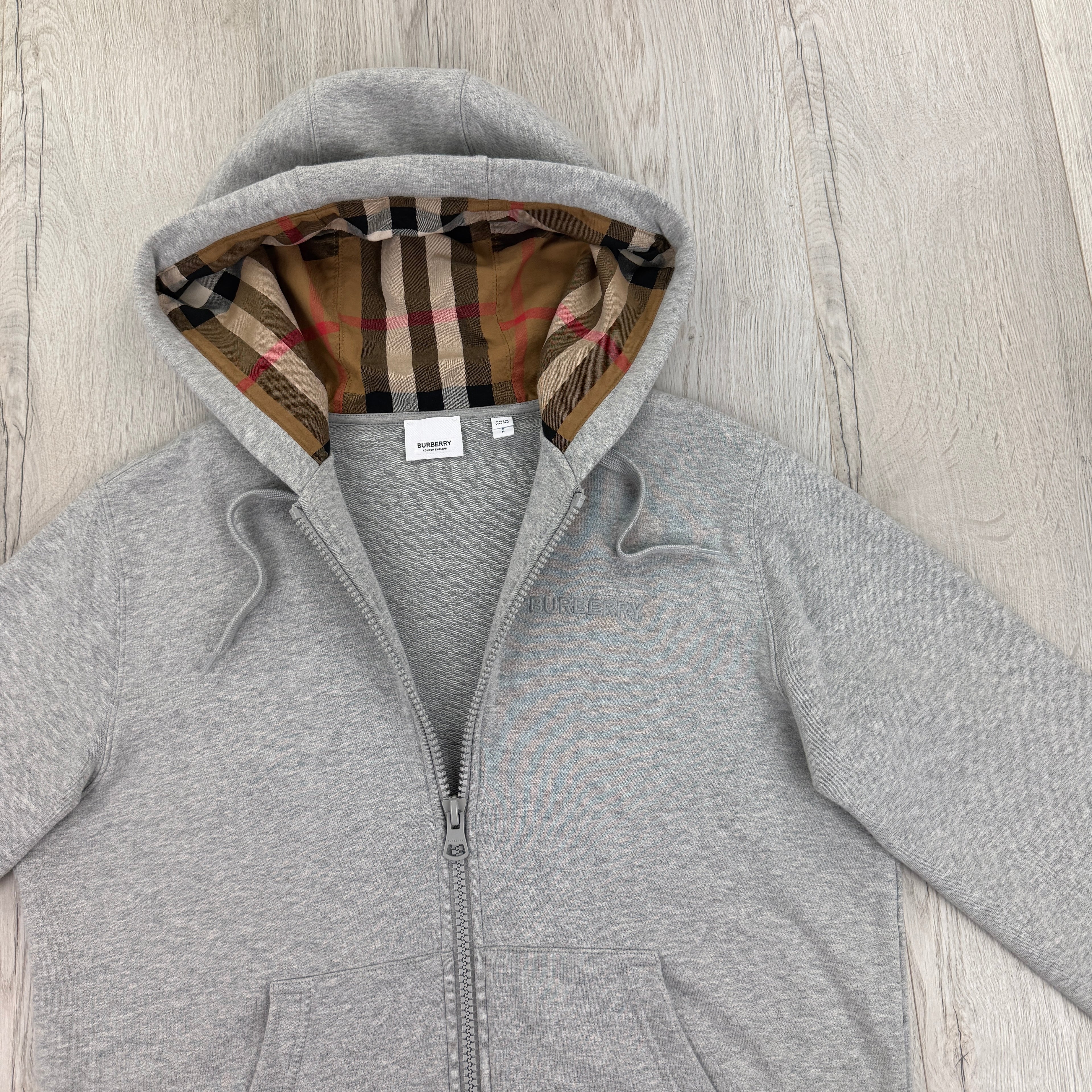 Burberry Men’s Grey Zip-up Hoodie - Small